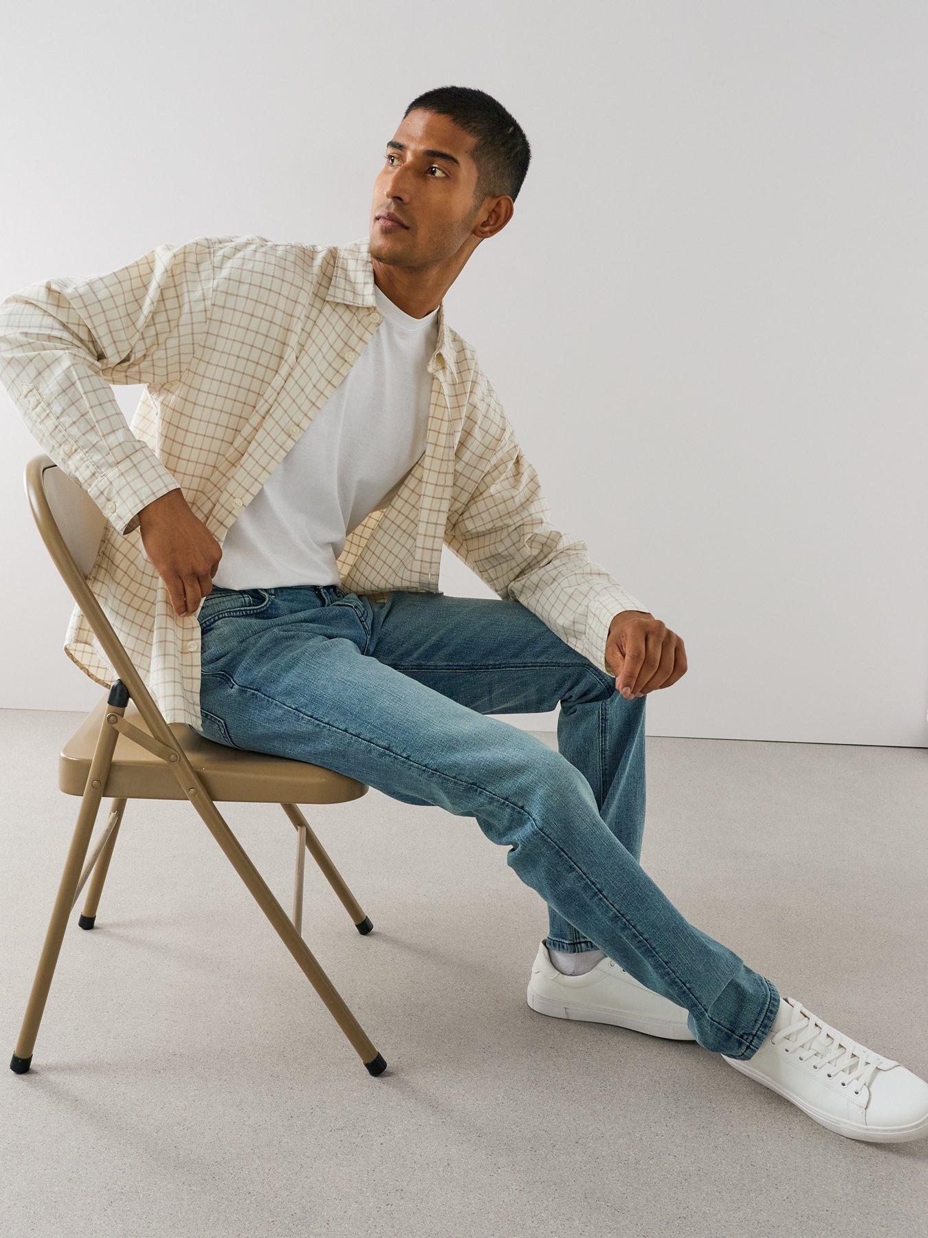 Image 5 of 7 of The Very Collection Cross Hatch Slim Fit Jeans - Light Blue Wash