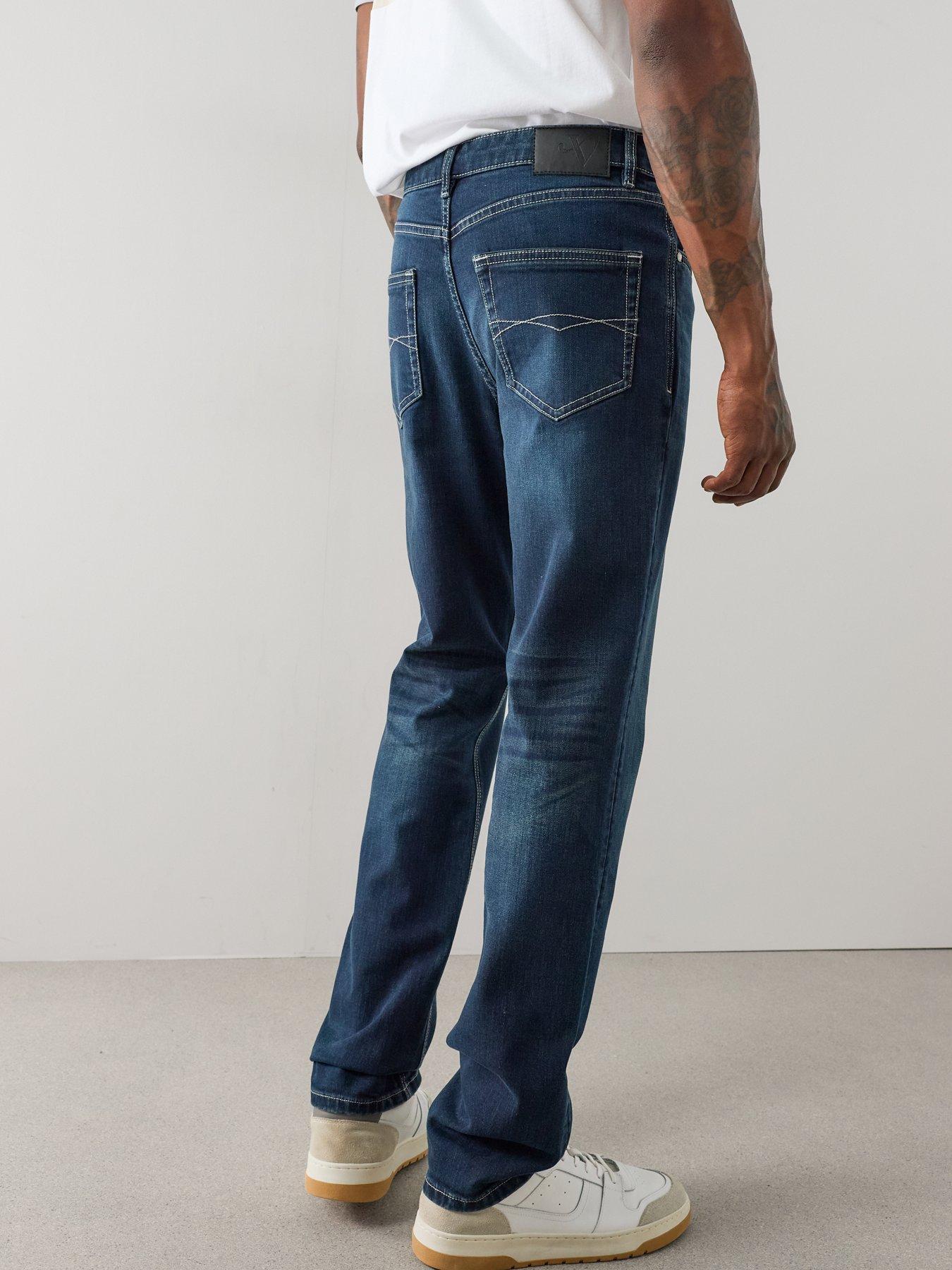 Image 2 of 7 of The Very Collection Contrast Stitch Slim Fit Jeans - Blue Black