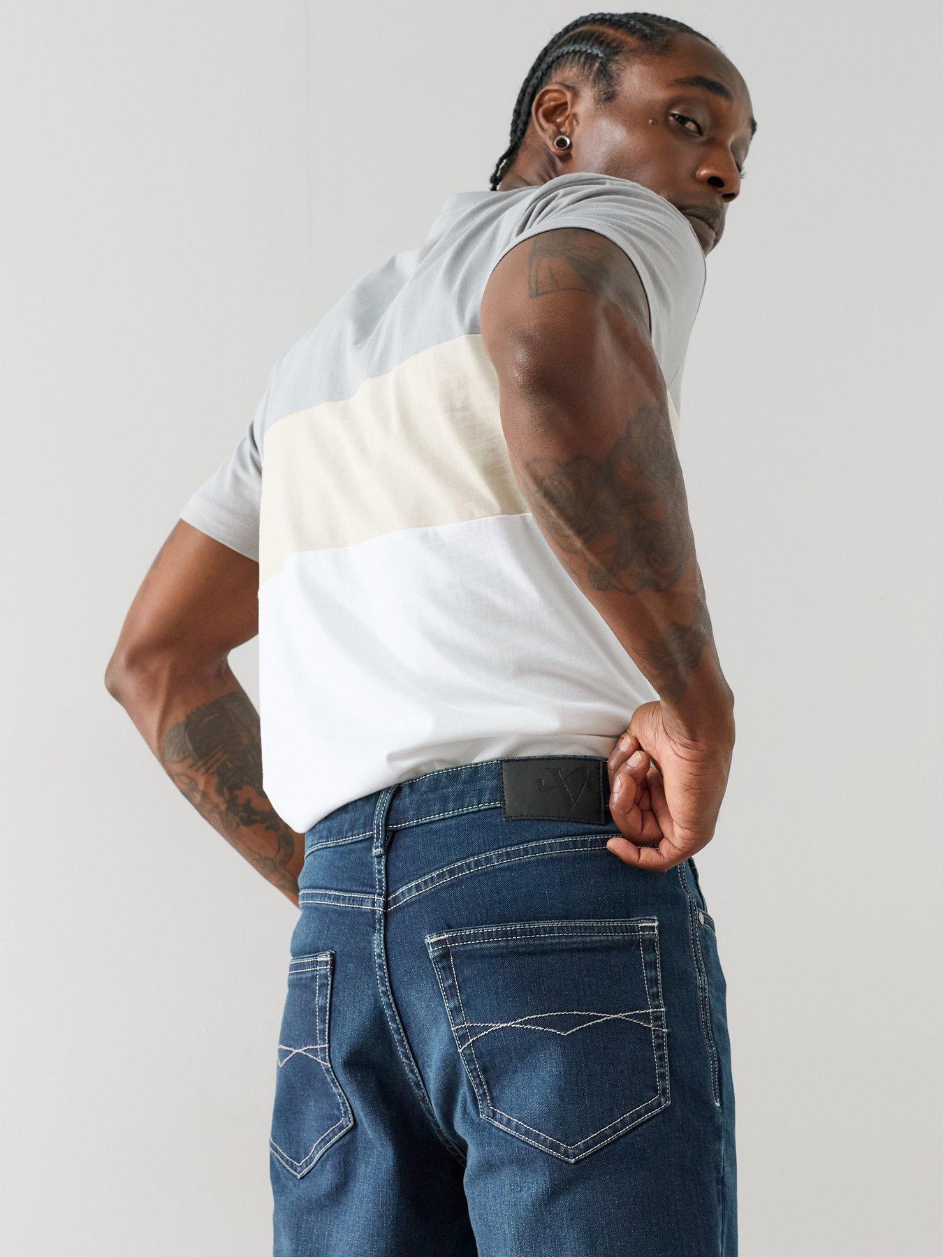 Image 4 of 7 of The Very Collection Contrast Stitch Slim Fit Jeans - Blue Black