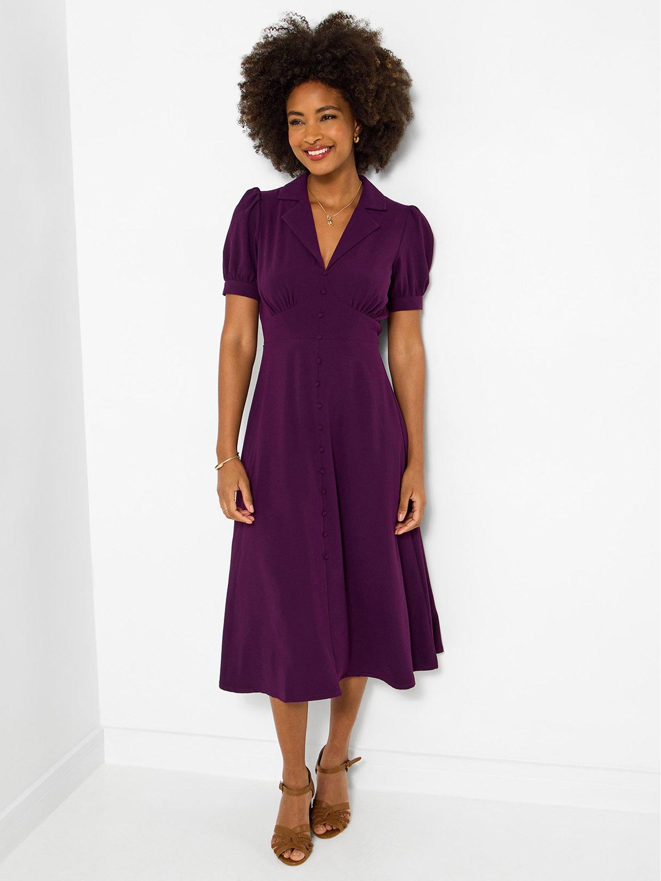 open lace back dress Self-Portrait Short Sleeve Mini Dress In Purple Polyester