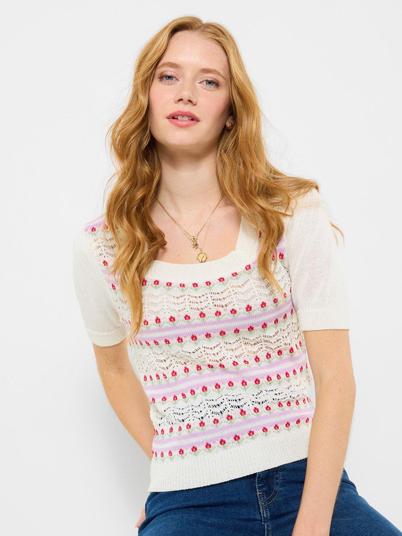 joe-browns-connie-floral-short-sleeve-jumper-cream