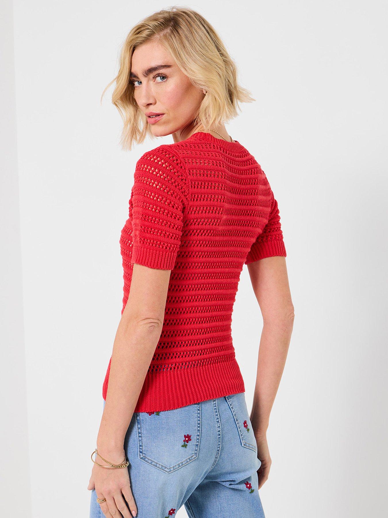 joe-browns-dita-open-knit-short-sleeve-jumper-redstillFront