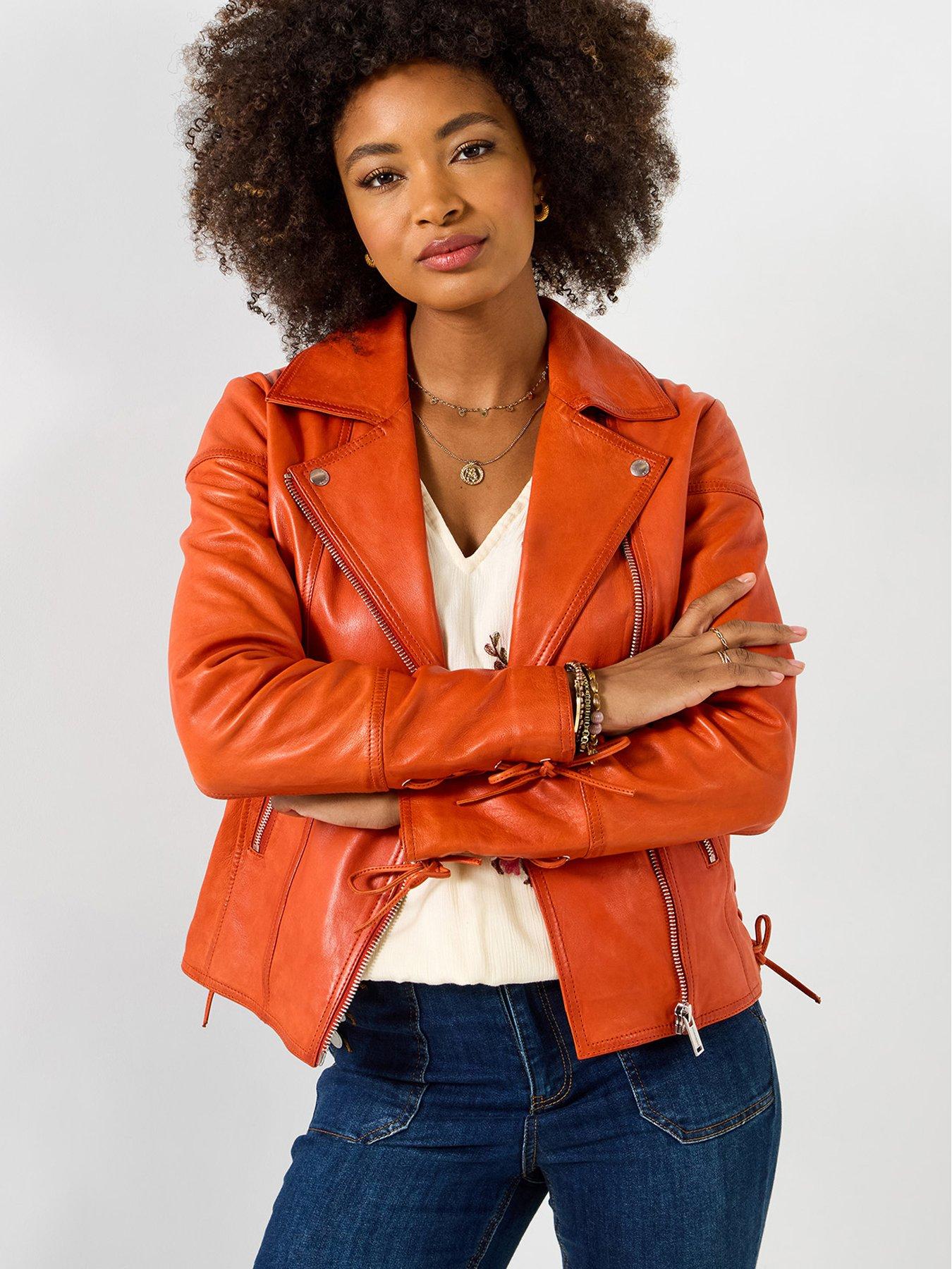 Joe Browns Louisa Leather Collared Biker Jacket