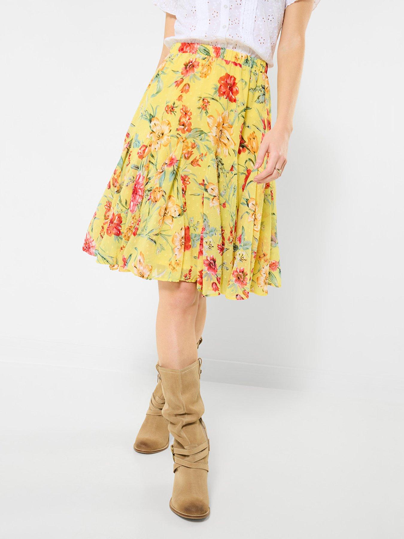 joe-browns-colette-floral-dobby-godet-skirt-yellowstillFront