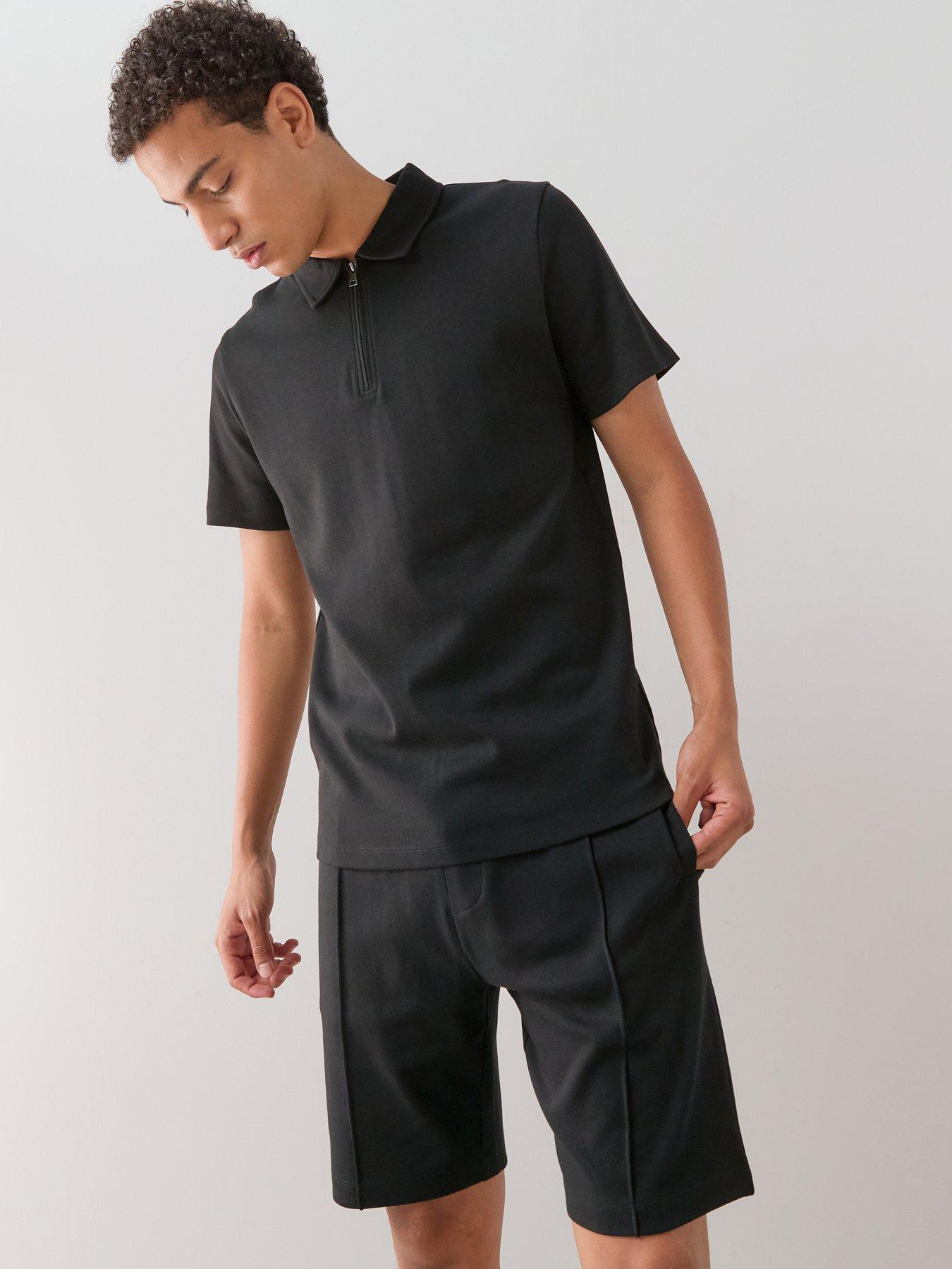 The Very Collection Pure Cotton Interlock Polo  &  Shorts Set - Black