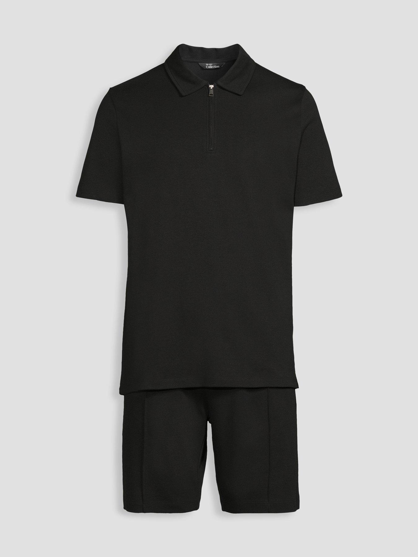 Image 7 of 7 of The Very Collection Pure Cotton Interlock Polo &amp; Shorts Set - Black