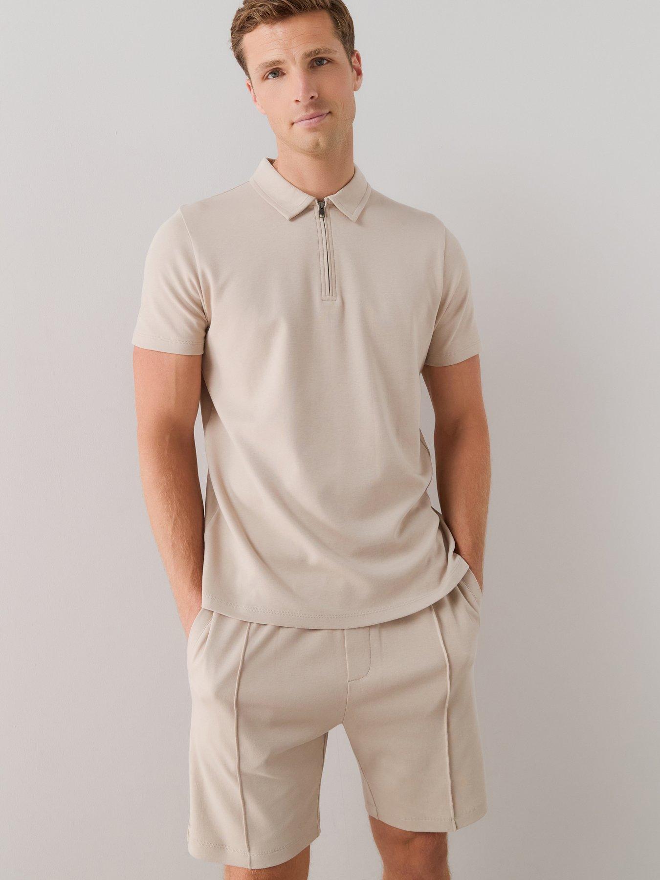 The Very Collection Pure Cotton Interlock Polo And Short Set - Stone