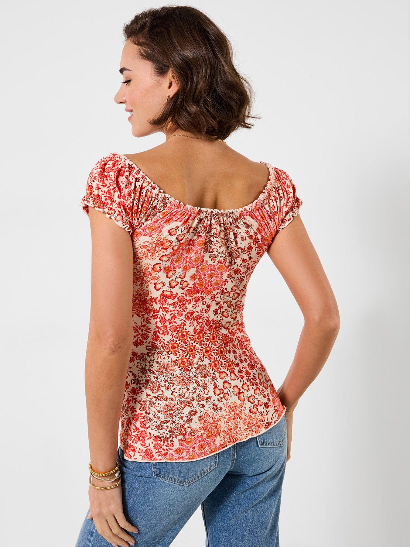 Image 2 of 5 of Joe Browns Summer Days Printed Boho Top - Orange