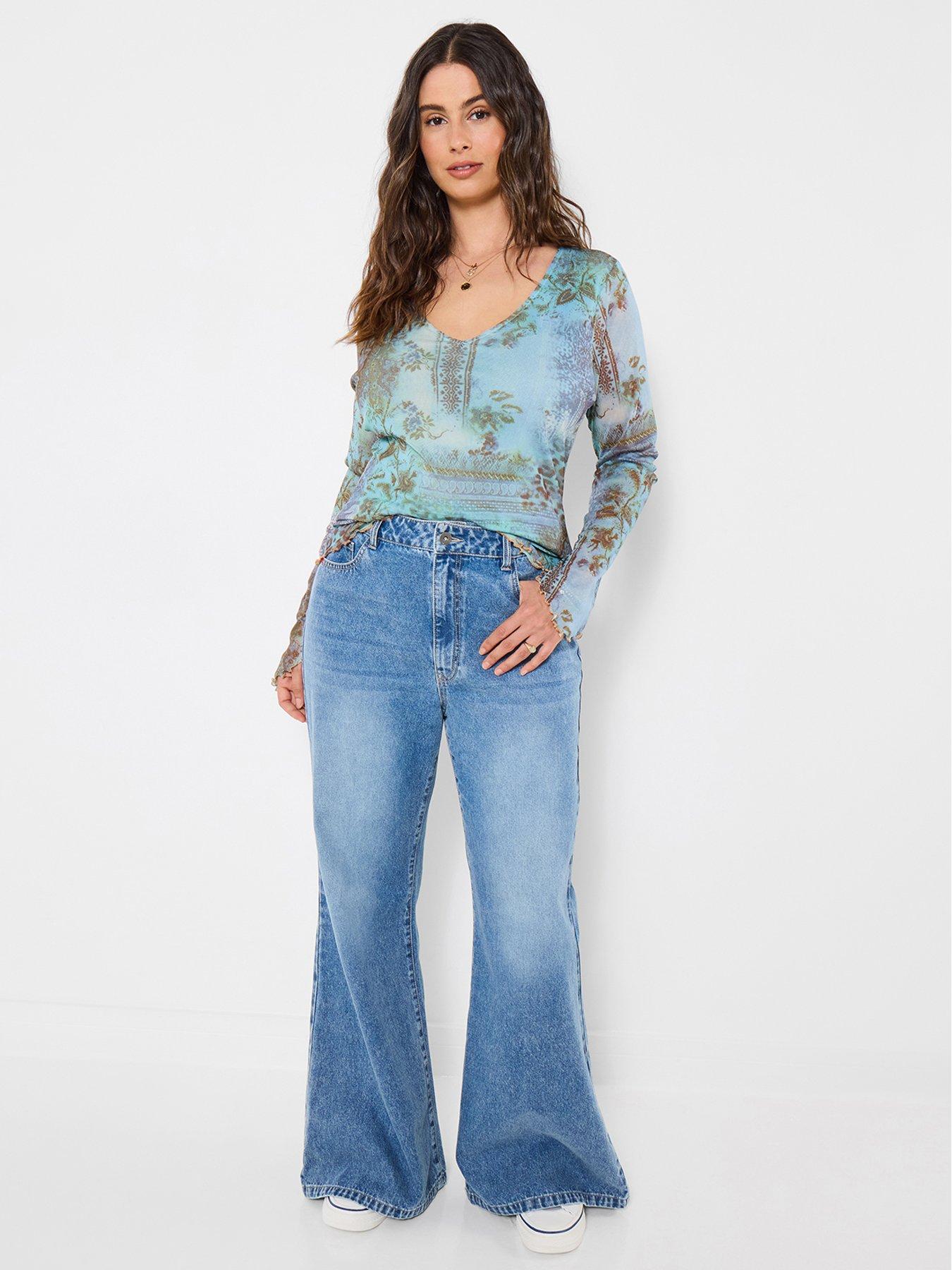 Joe Browns Summer Joy Long Sleeve Mesh Top - Blue