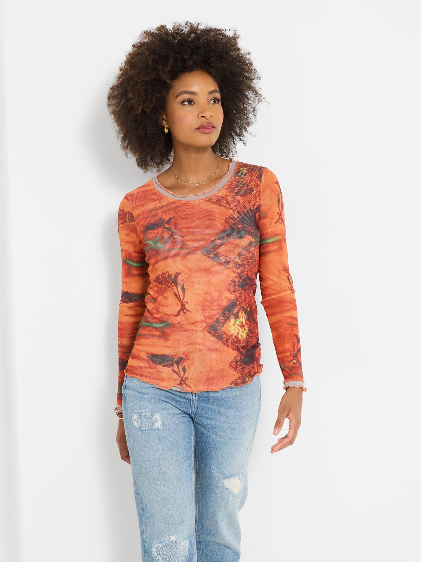 joe-browns-darcie-long-sleeve-mesh-top-orange
