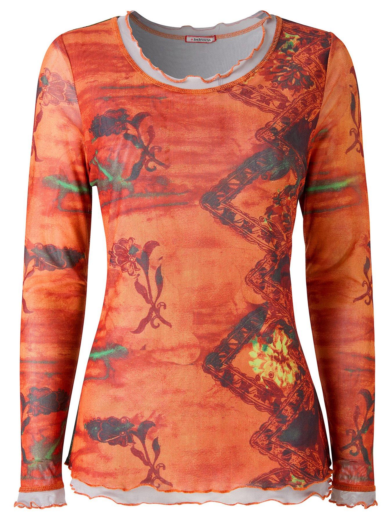 Image 6 of 6 of Joe Browns Darcie Long Sleeve Mesh Top - Orange