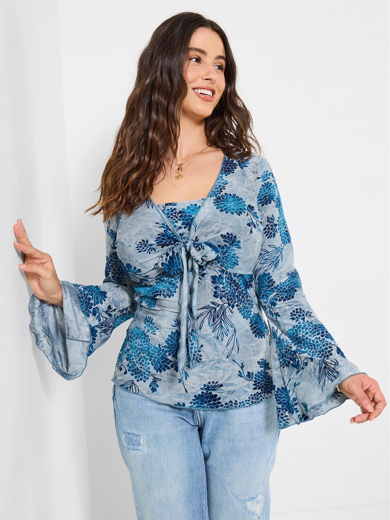 joe-browns-beach-boutique-tie-front-flocked-top-blueback