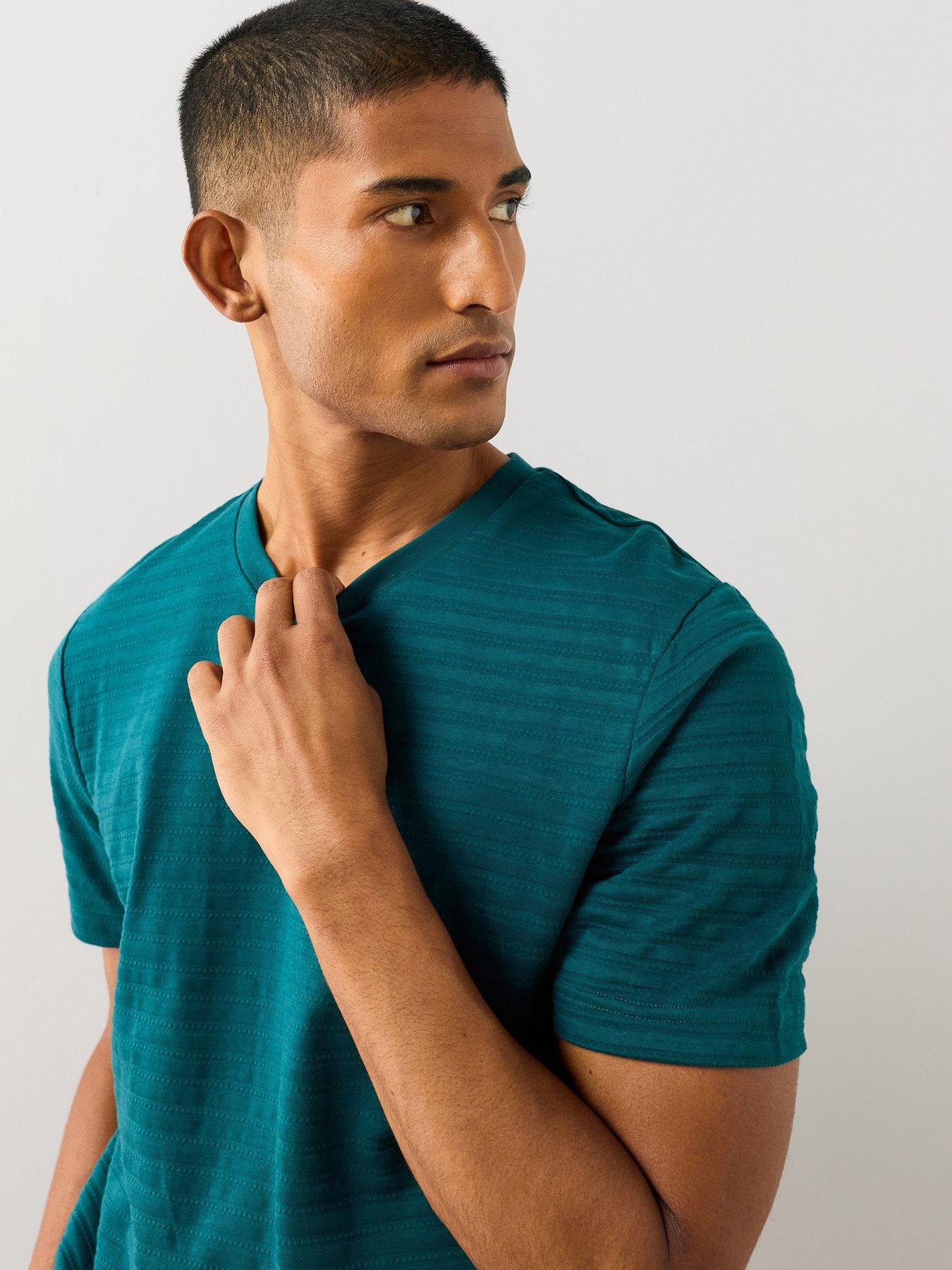 The Very Collection Pure Cotton Popcorn Jacquard T-Shirt - Teal