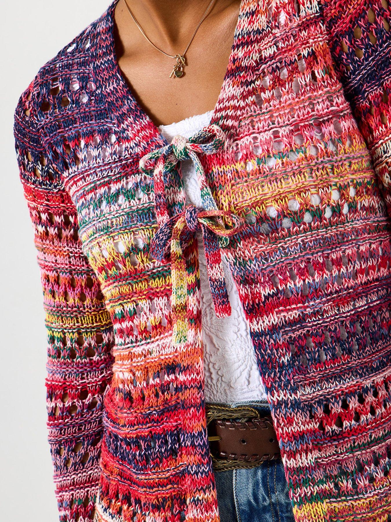 Image 4 of 5 of Joe Browns Alessa Open Knit Tie Front Cardigan - Red