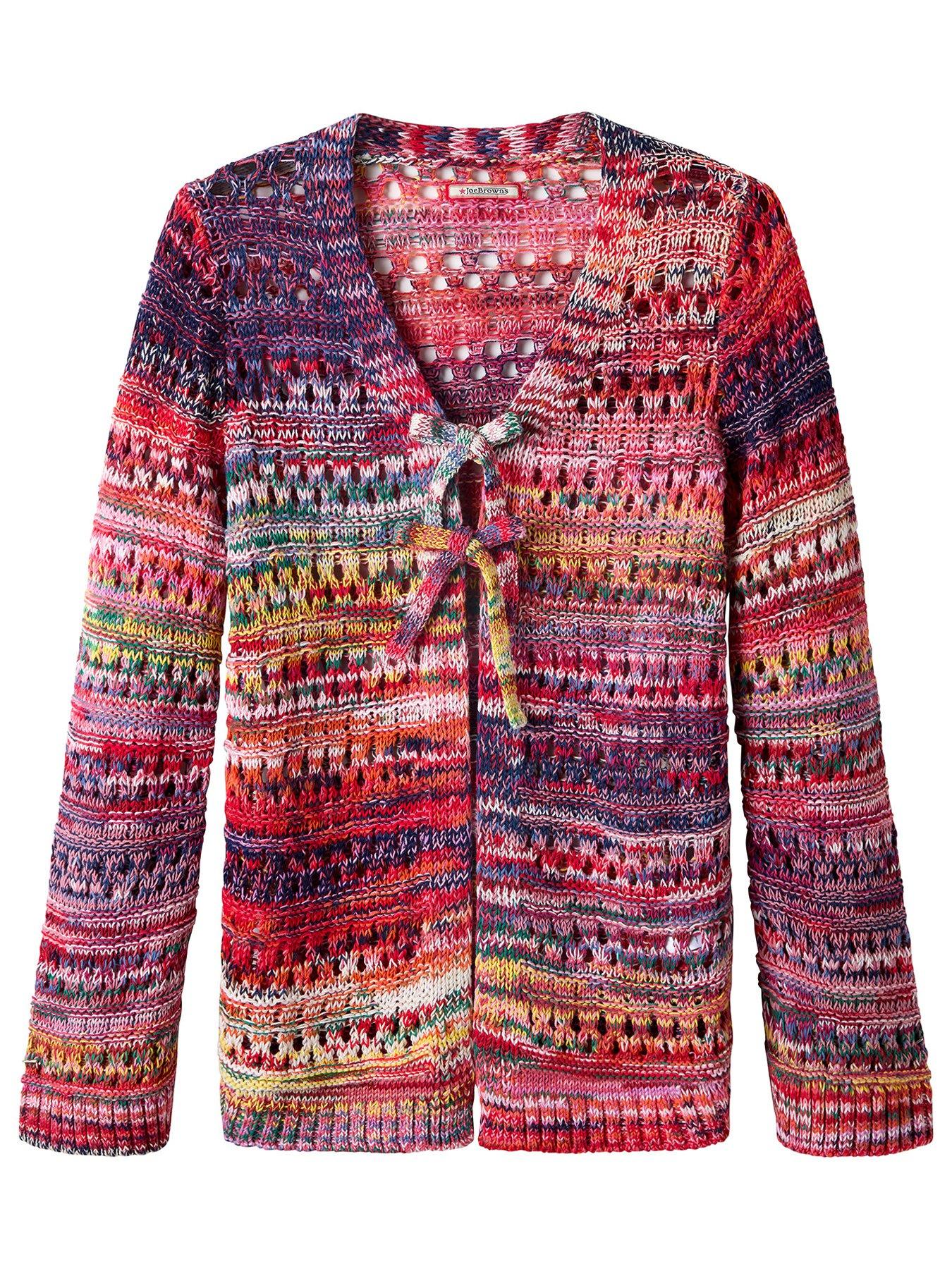 Image 5 of 5 of Joe Browns Alessa Open Knit Tie Front Cardigan - Red