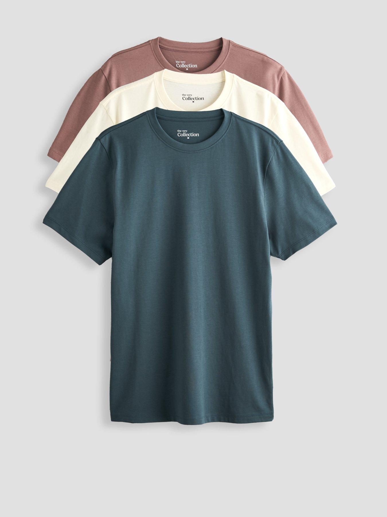The Very Collection 3 Pack Essential T-shirt - Cream, Blue, Mushroom