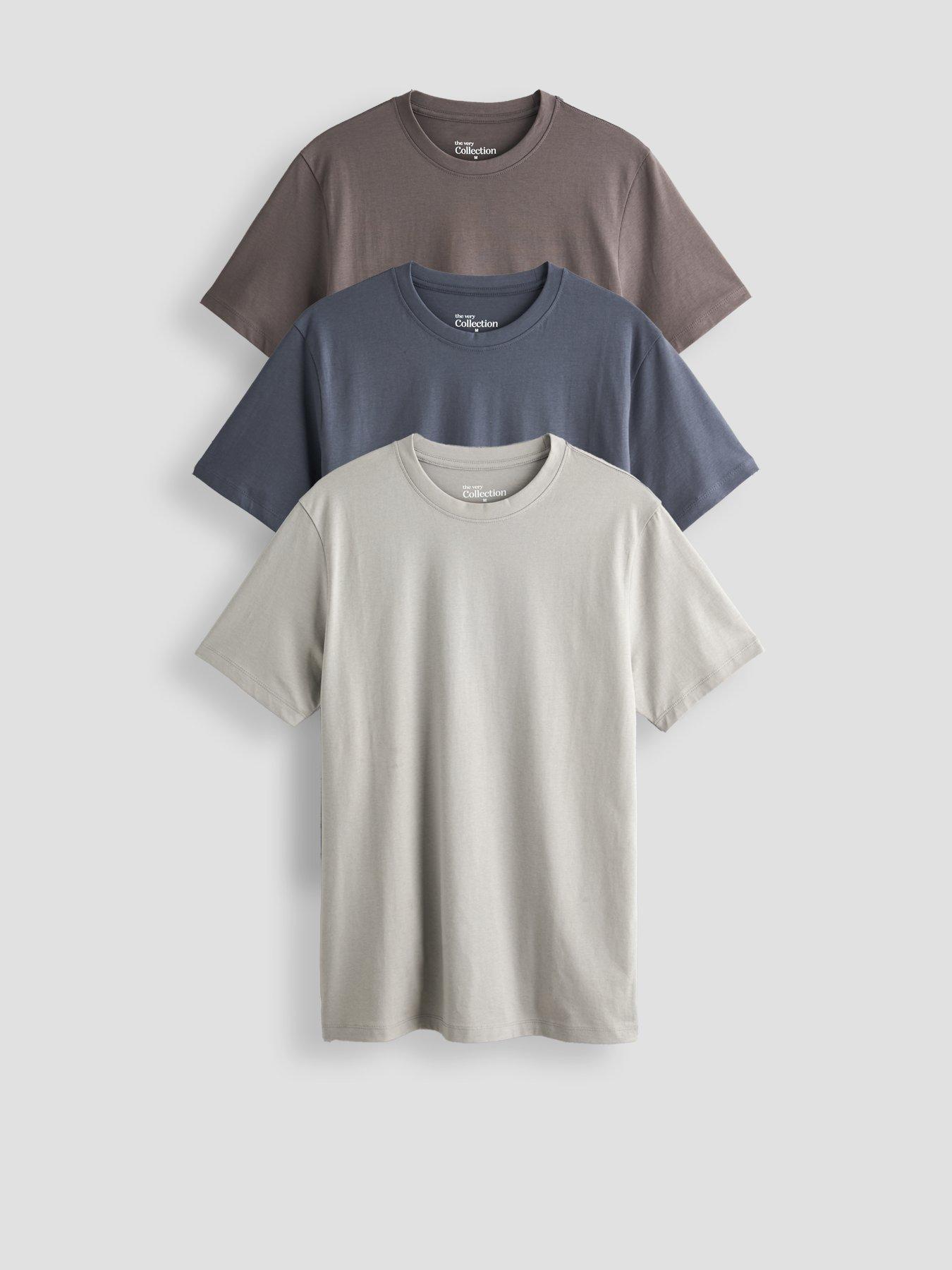 The Very Collection 3 Pack Essentials T-shirts - Light Grey/blue/charcoal
