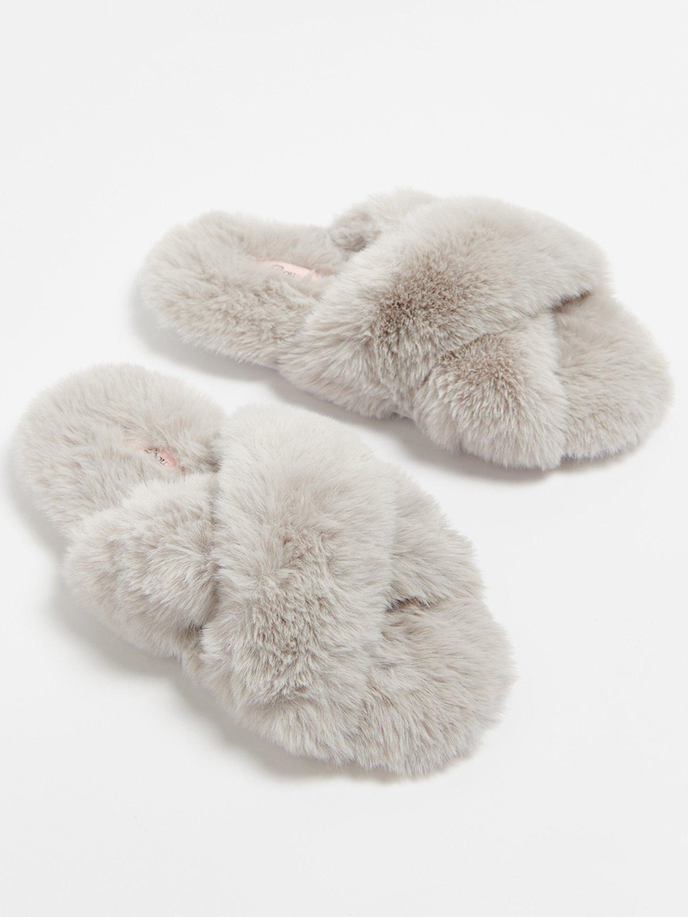Image 2 of 5 of Boux Avenue Cross Band Slider Slippers - Grey