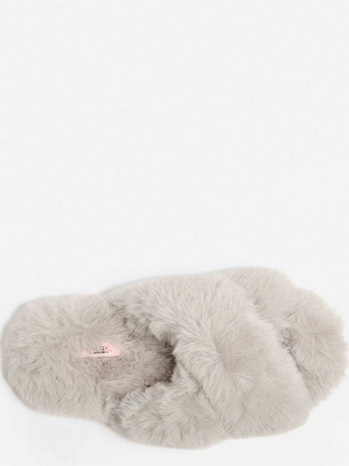 Image 3 of 5 of Boux Avenue Cross Band Slider Slippers - Grey