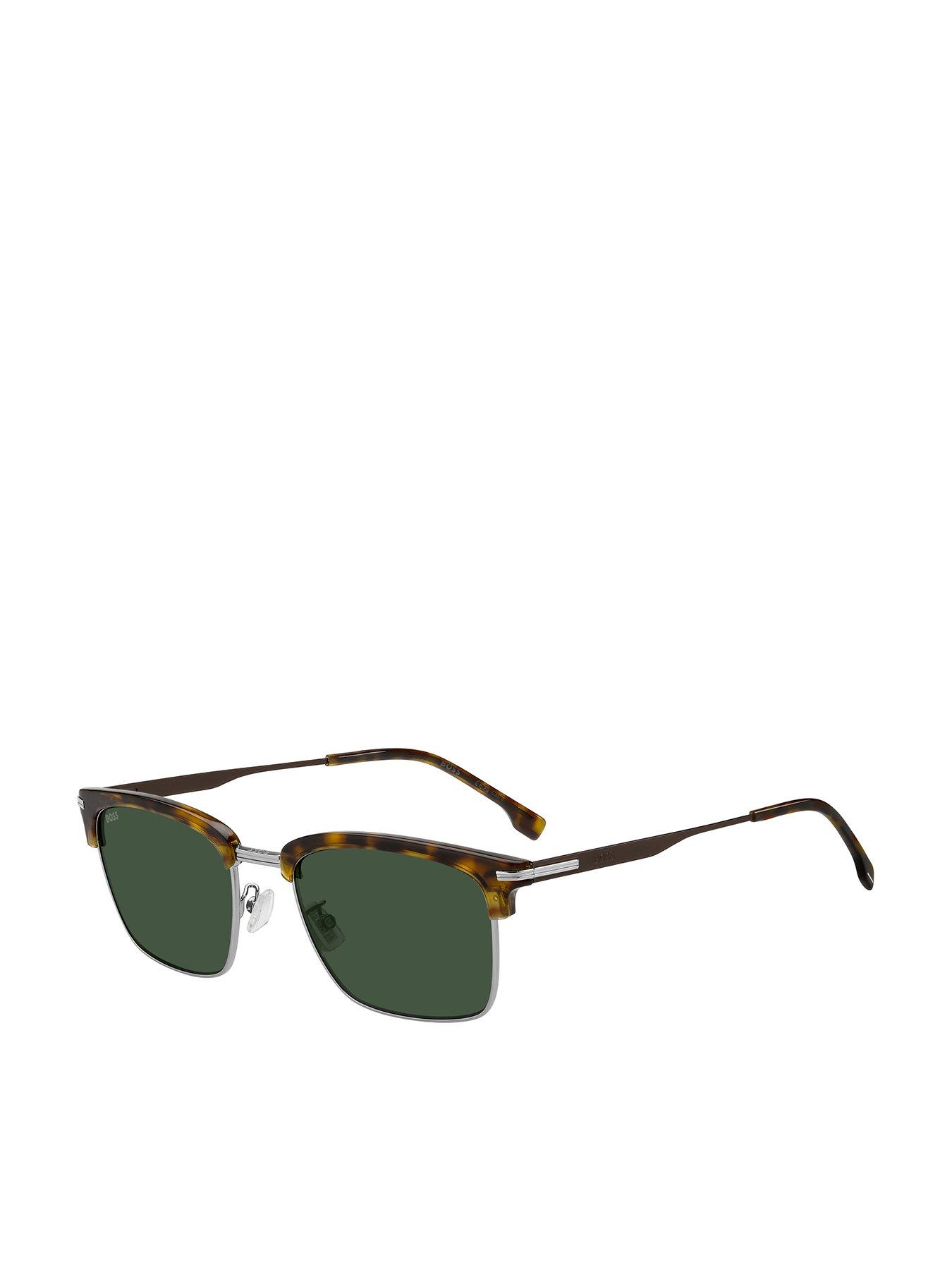 BOSS Rectangular Browline Sunglasses - Black