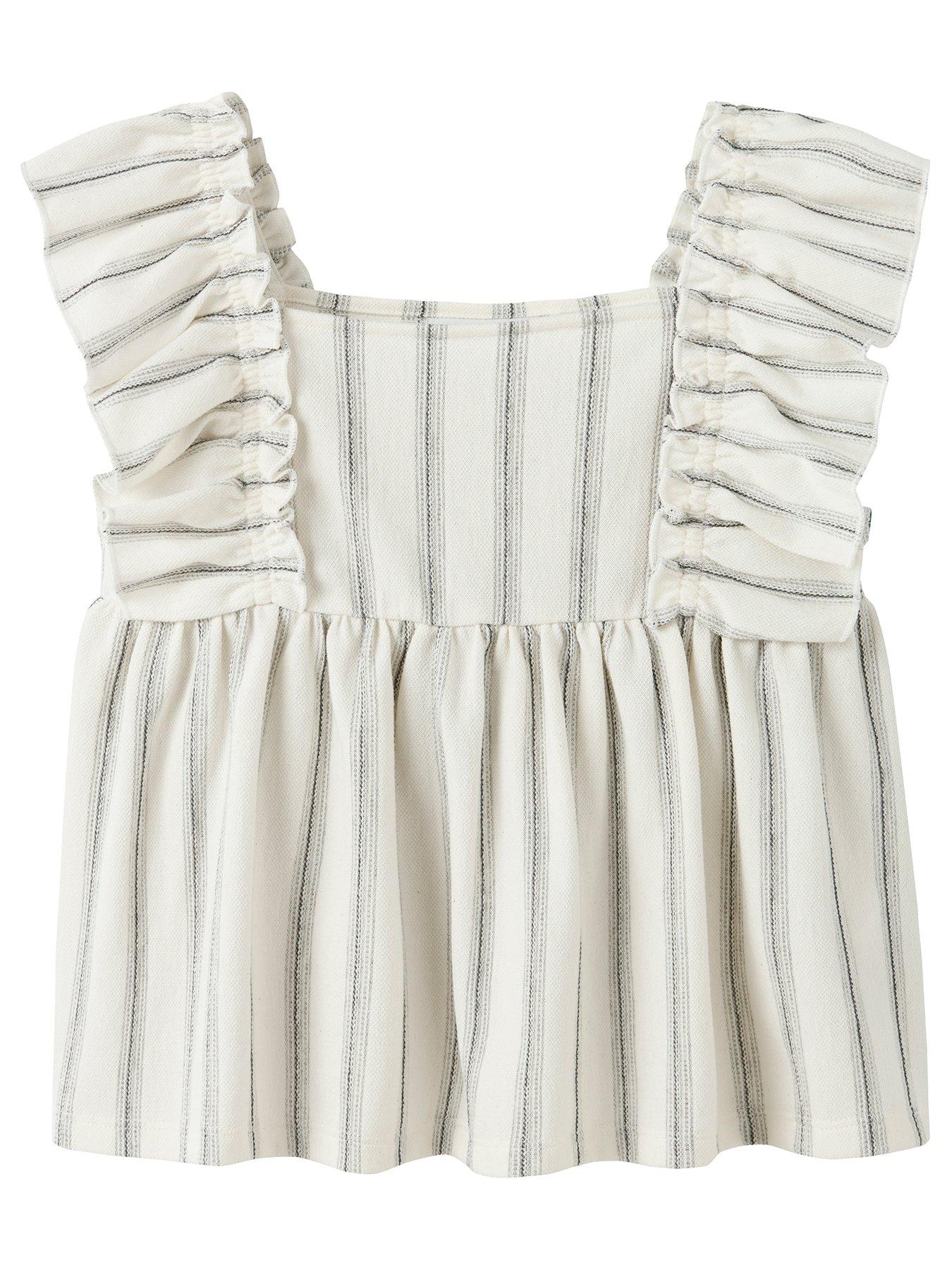 Name It Girls Frill Stripe Co-Ord Blouse - Beige