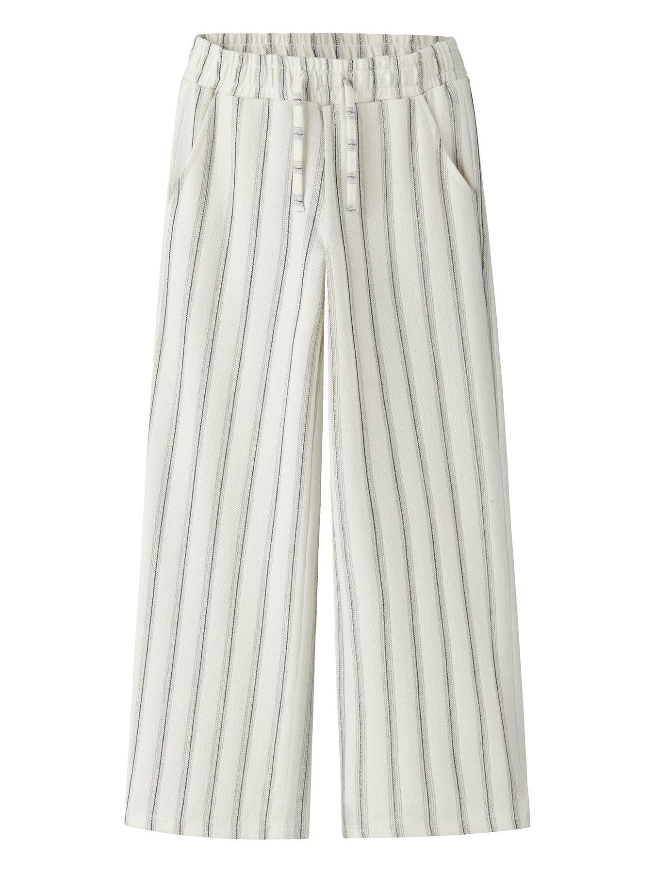 Image 1 of 3 of Name It Girls Stripe Co-Ord Trousers - Beige