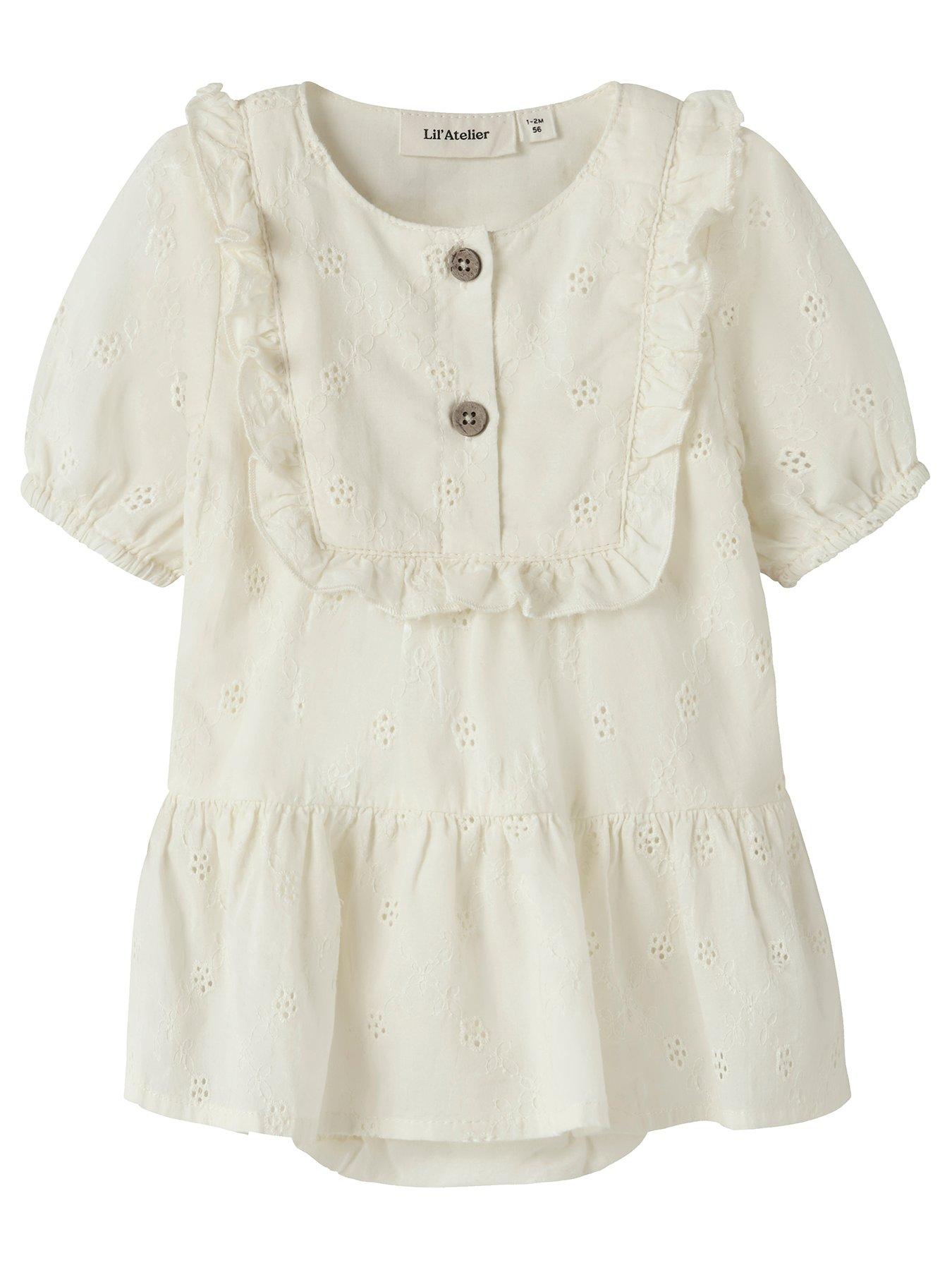 Lil Atelier Baby Girls Sibling Woven Body Dress - Light Yellow