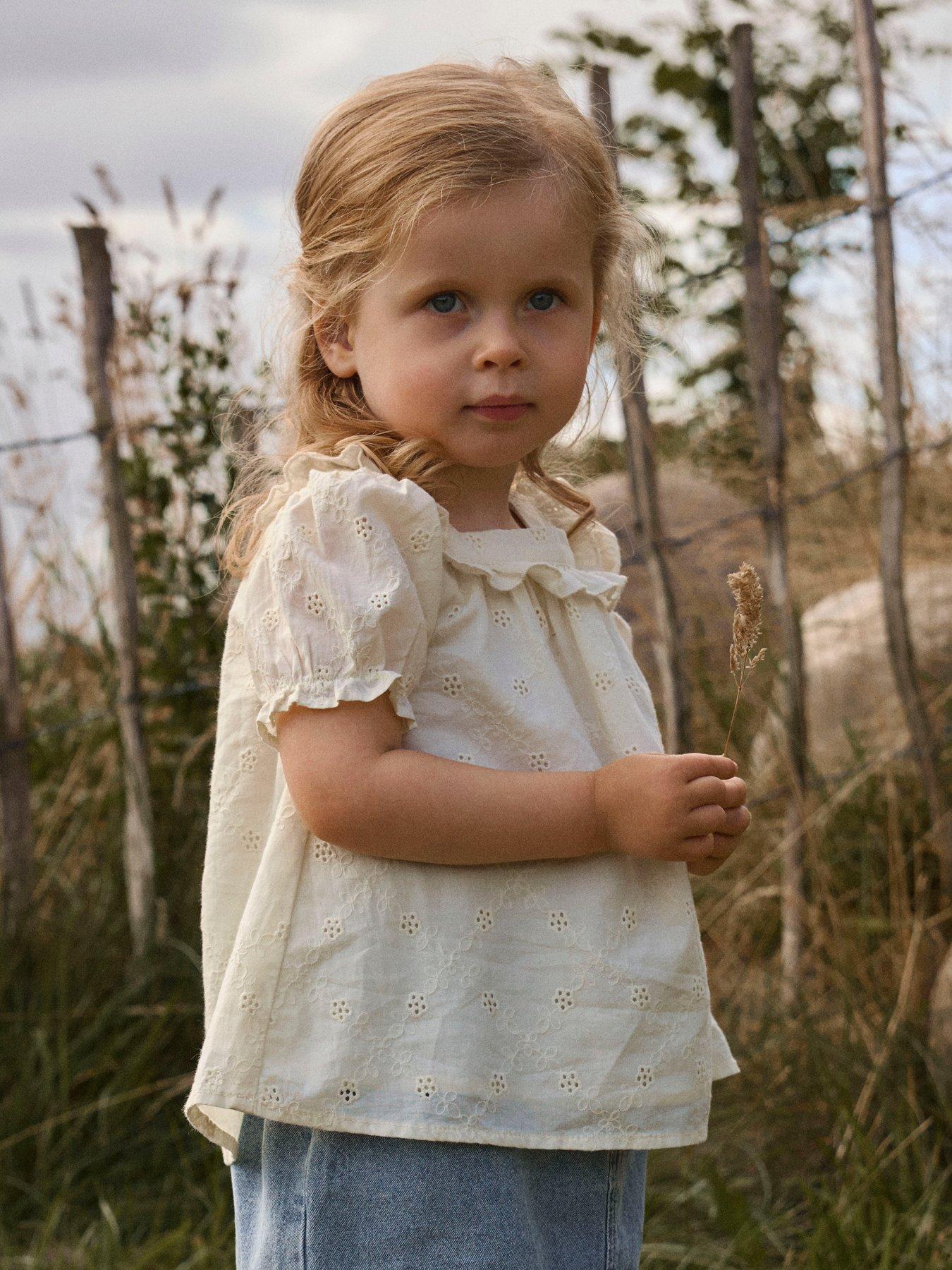 Lil Atelier Mini Girls Sibling Woven Short Sleeve Co-ord Blouse - Light Yellow