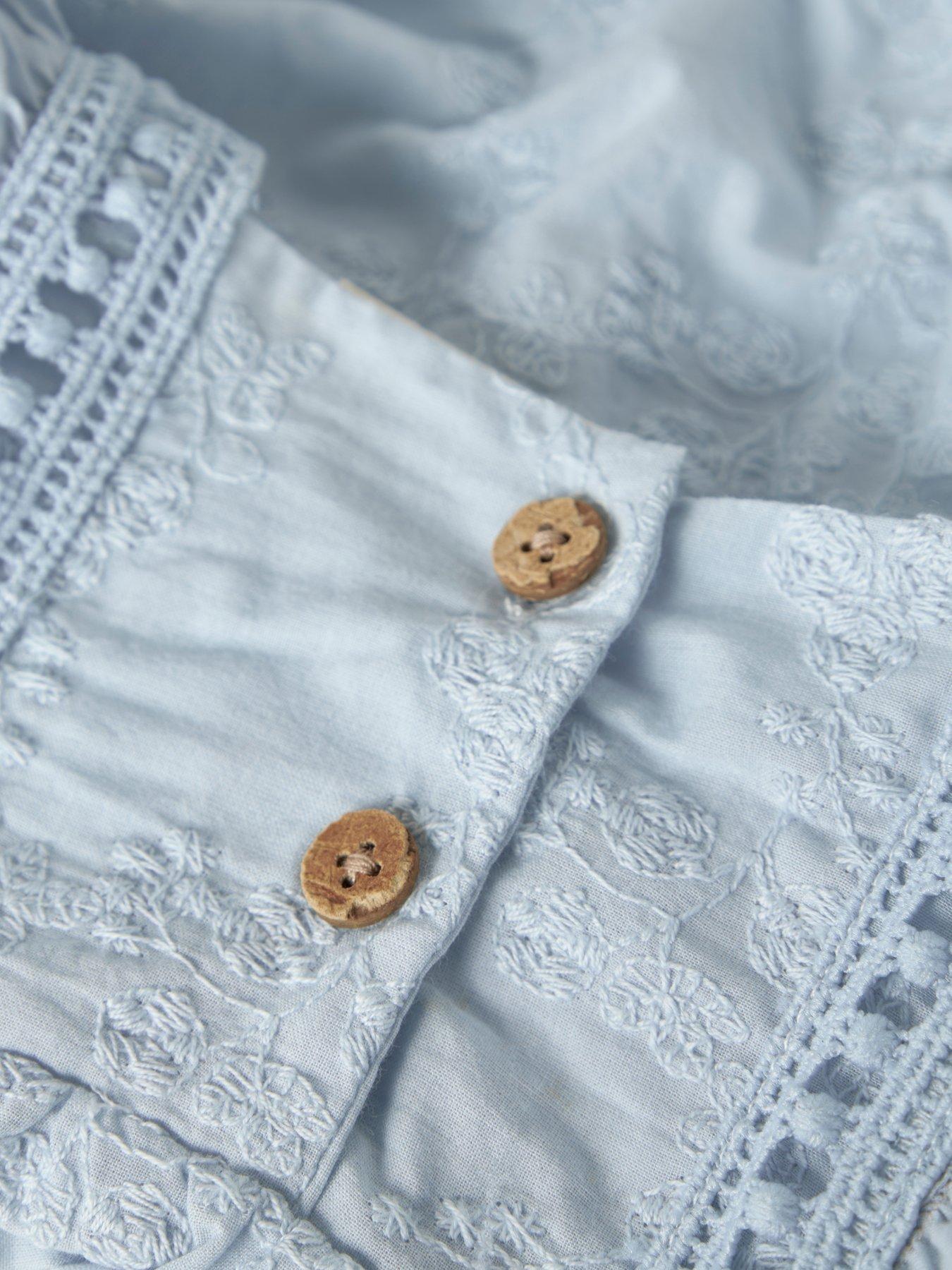 Image 3 of 3 of Lil Atelier Baby Girls Sibling Embroidered Shorty Romper - Light Blue