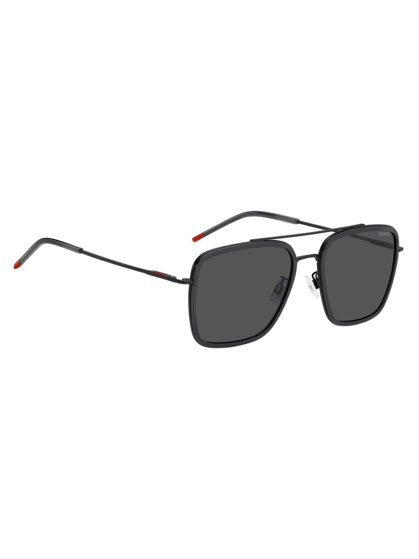 Image 2 of 5 of HUGO Square Double Bridge Sunglasses- Grey
