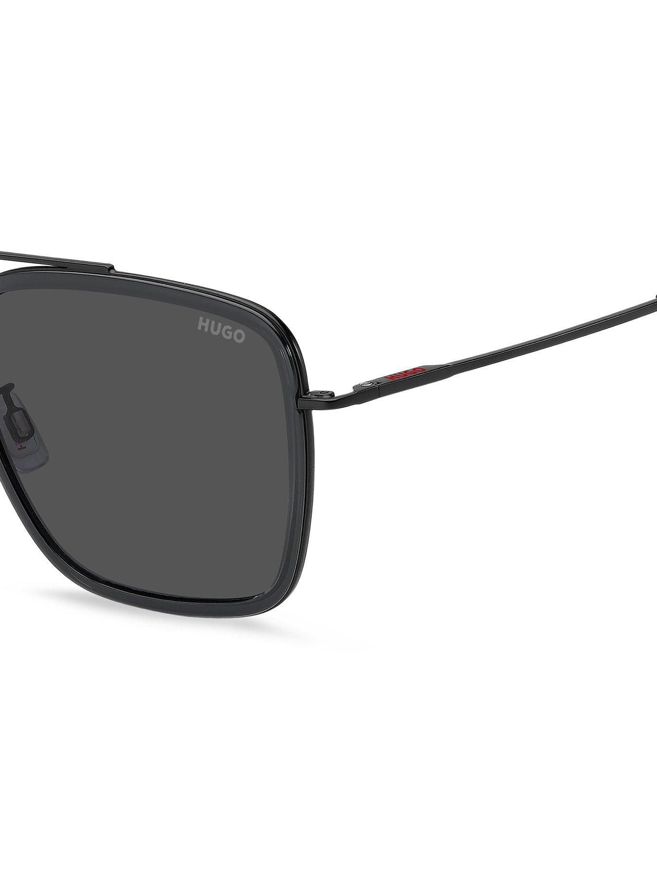 Image 5 of 5 of HUGO Square Double Bridge Sunglasses- Grey