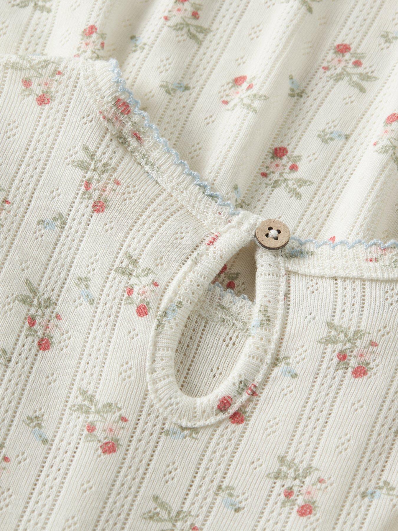 Image 4 of 5 of Lil Atelier Mini Girls Sibling Strawberry Pointelle Dress - Cream