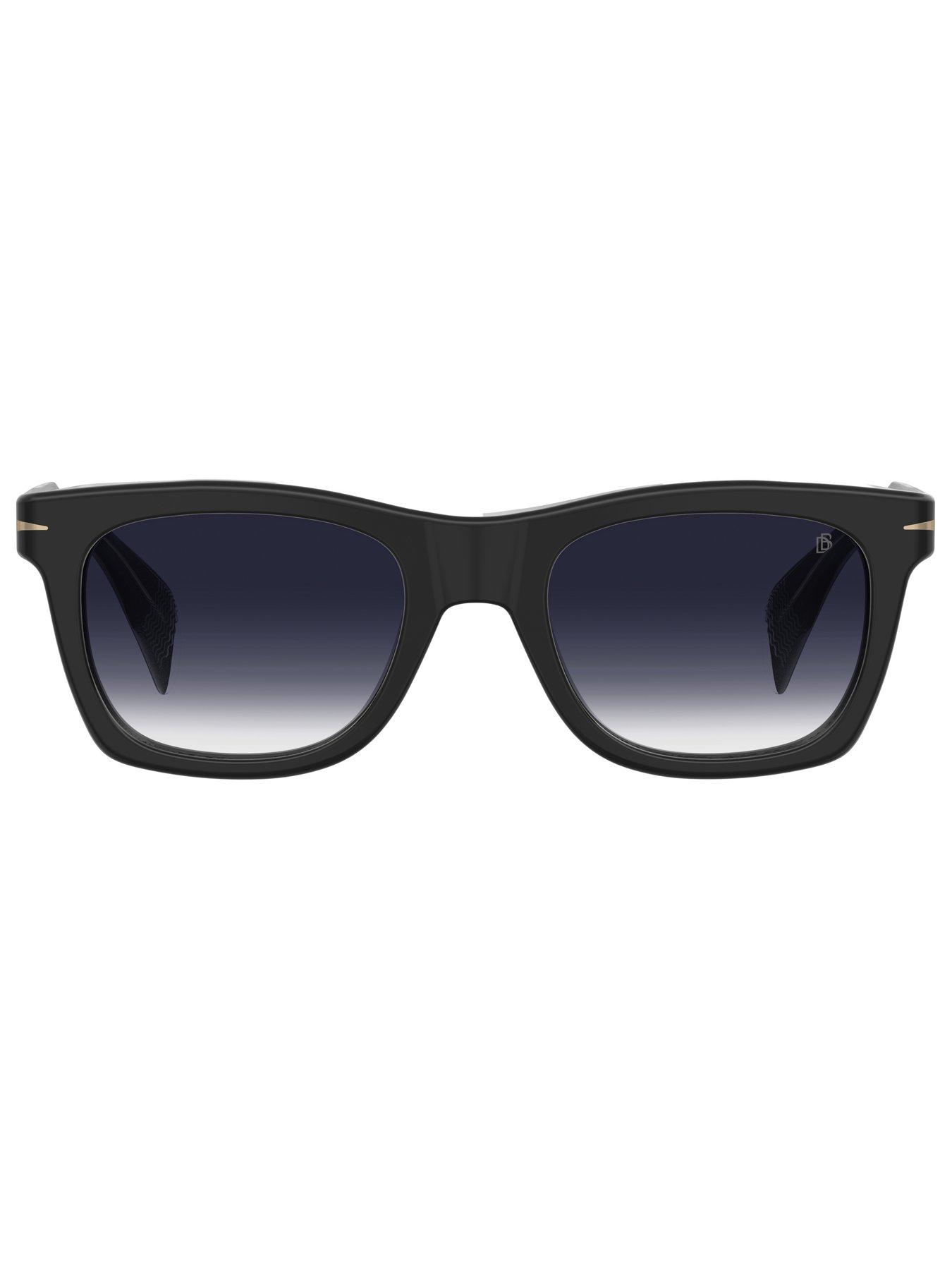 Image 3 of 4 of Eyewear by David Beckham Rectangular Sunglasses- Black Acetate