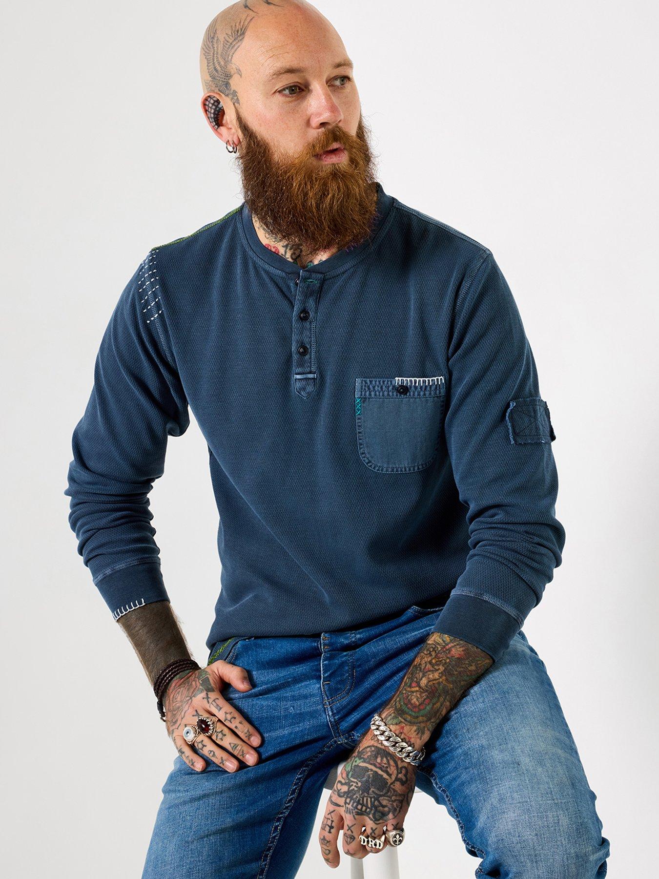 Joe Browns Joe Browns Wonderful Waffle Customised Long Sleeve Henley T-shirt