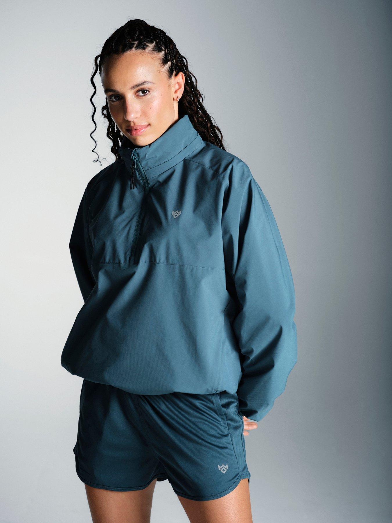 Miss Kick Womens Football Tifoso Windbreaker 1/4 Zip - Blue