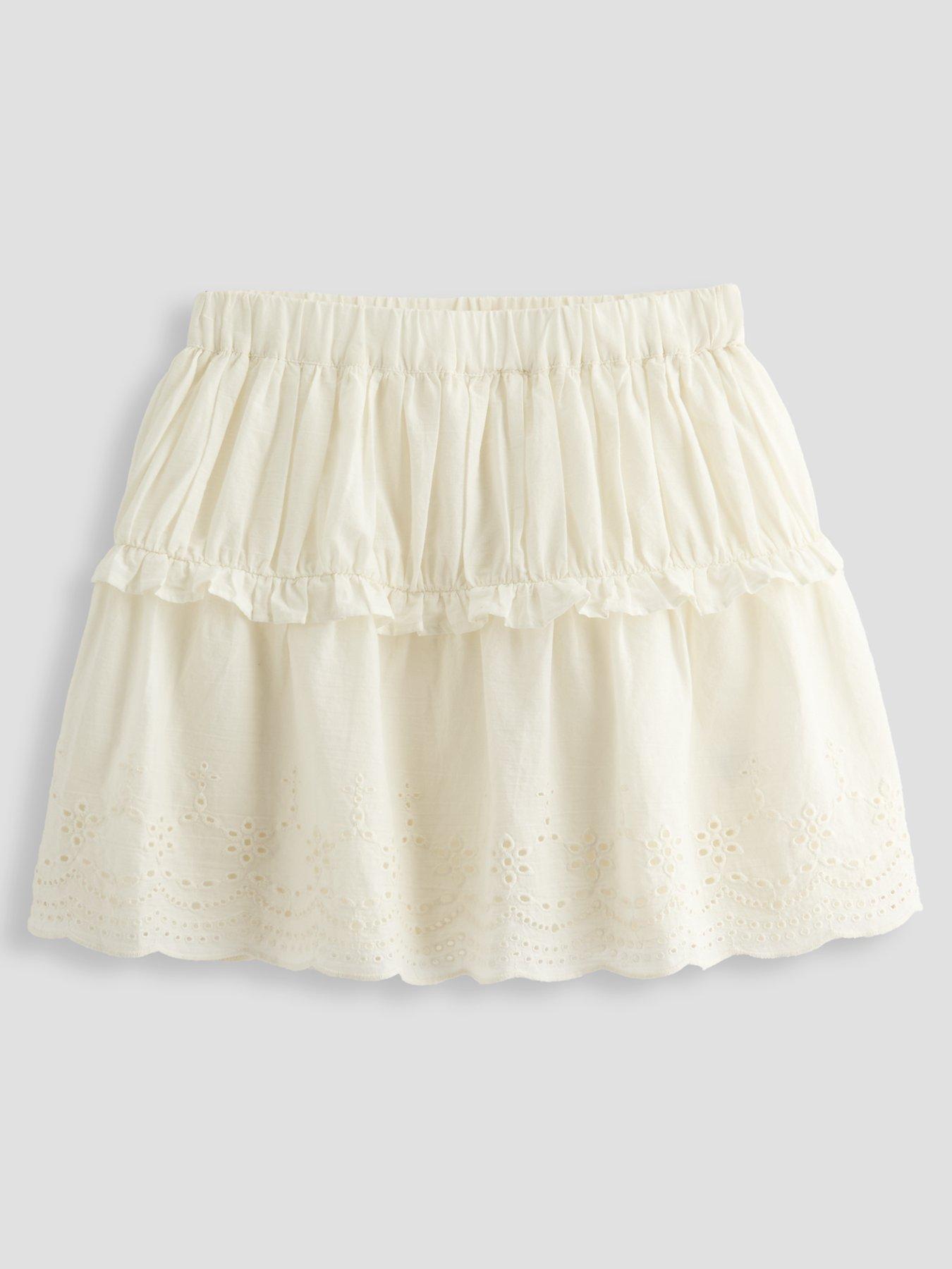 The Very Collection Girls Broderie Skirt - White