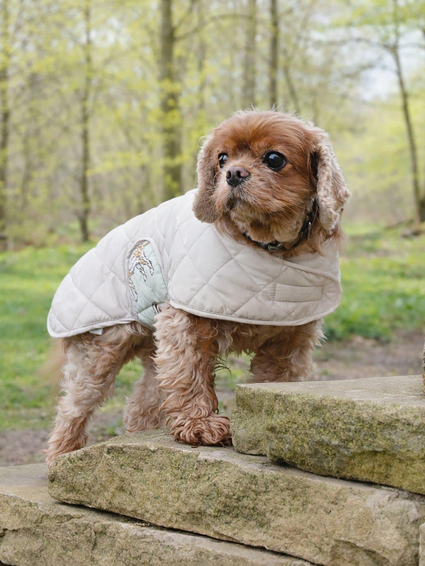 Banbury & Co Grey  &  Print Quilted Dog Coat