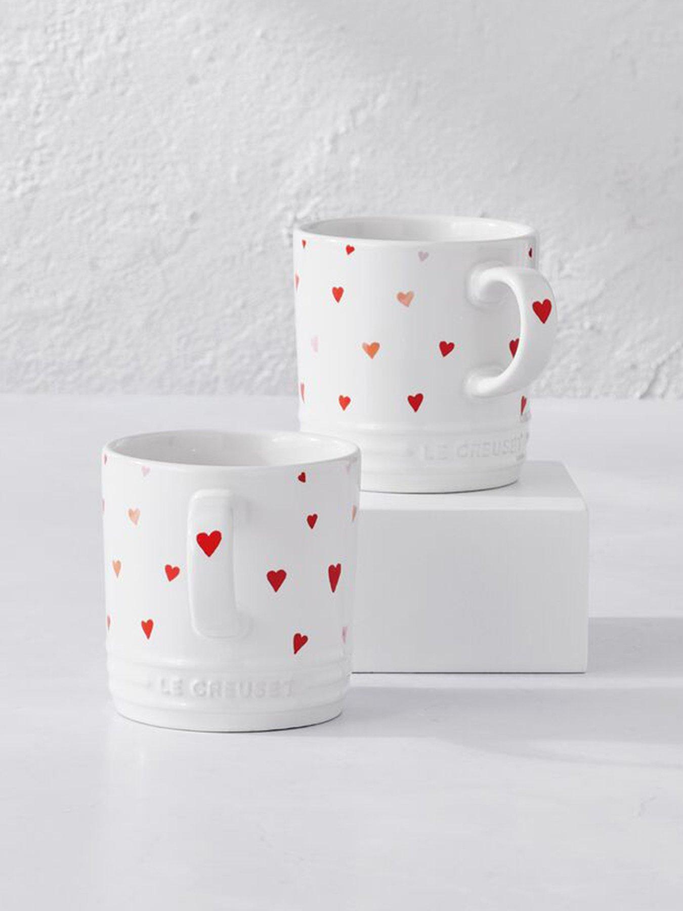 Le Creuset Le Creuset Stoneware Set of 2 350ml Heart Decal Mugs