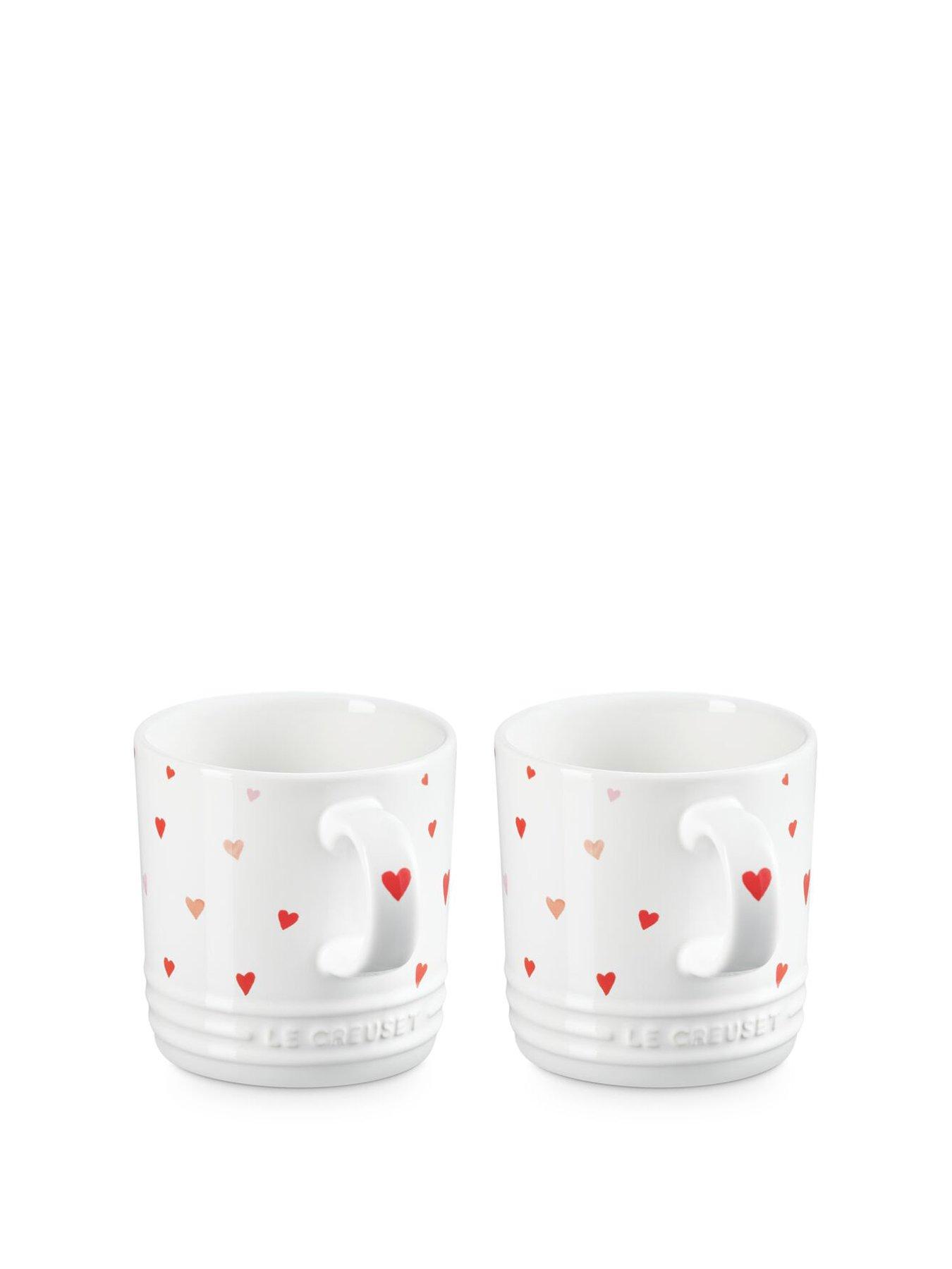 Le Creuset Le Creuset Stoneware Set of 2 350ml Heart Decal Mugs