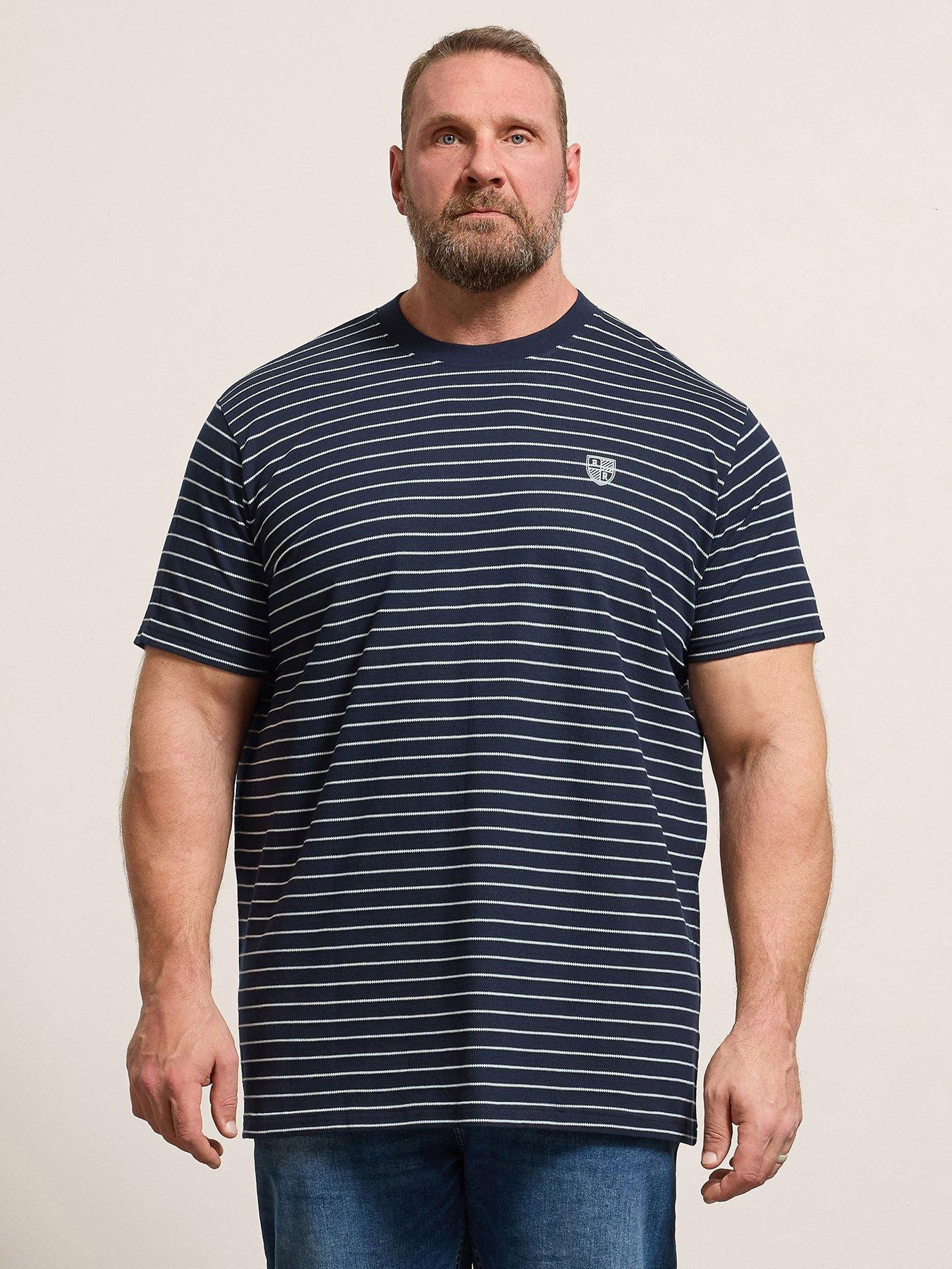 BadRhino Pique Stripe Longline T-Shirt - Blue