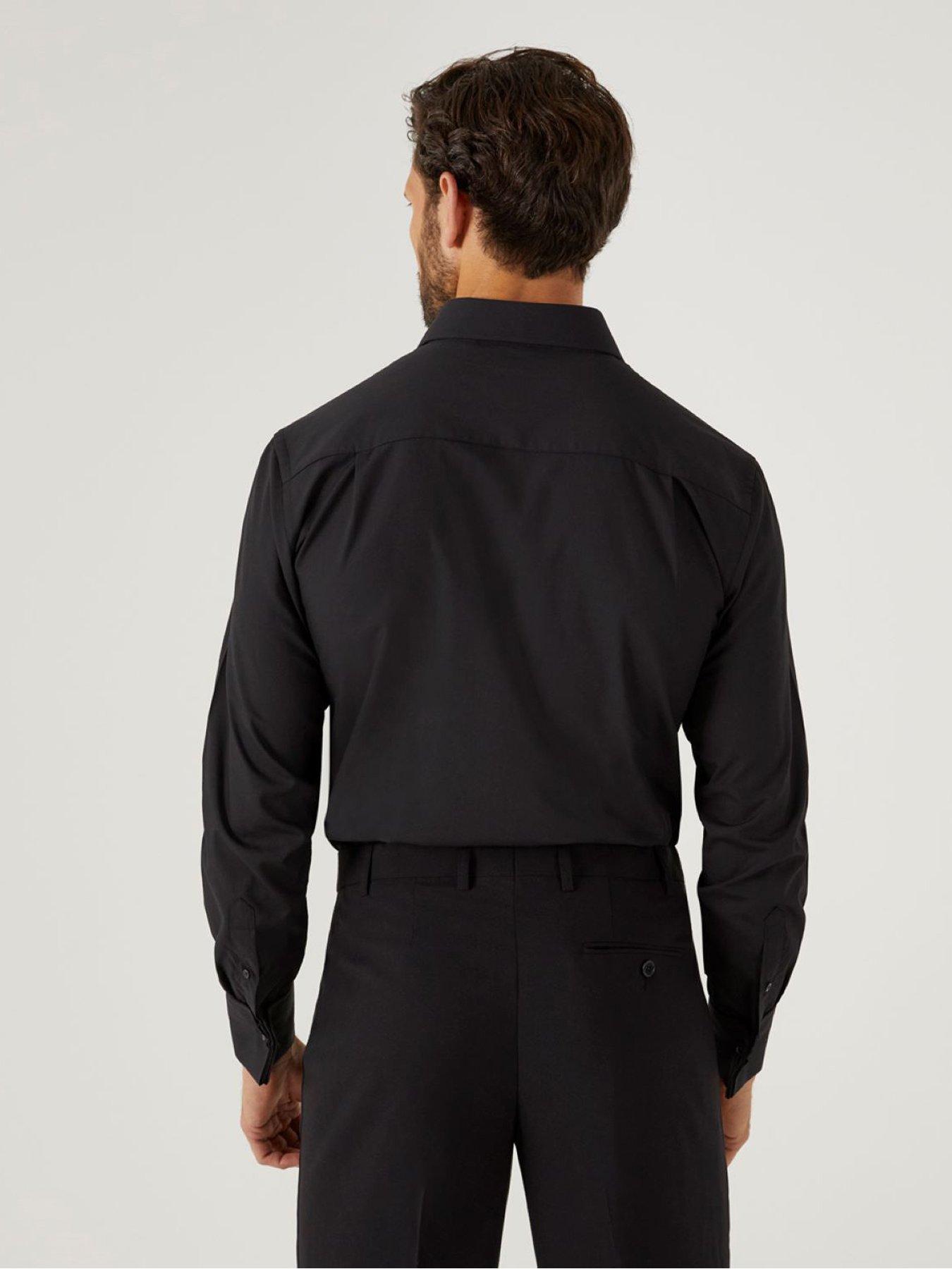 Image 2 of 4 of Skopes Plain Tailored Fit Long Sleeve Dress Shirt - Black