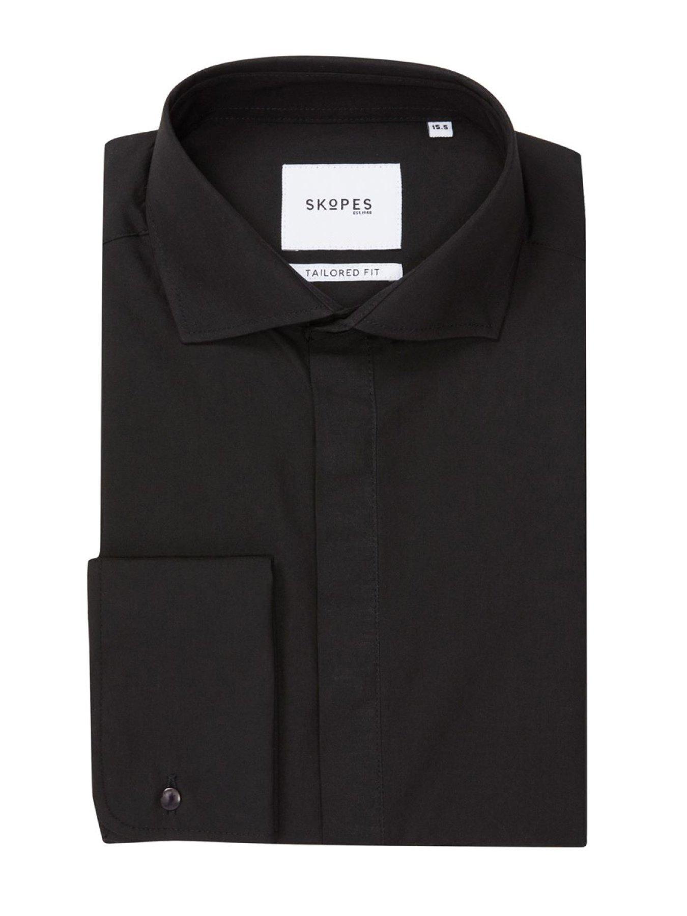 Image 4 of 4 of Skopes Plain Tailored Fit Long Sleeve Dress Shirt - Black