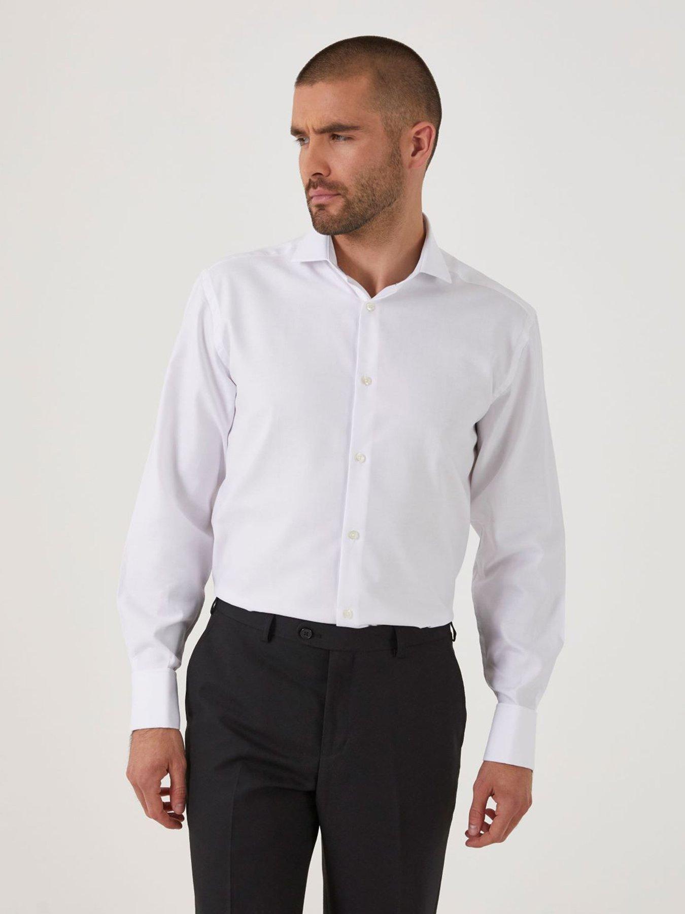 Image 1 of 5 of Skopes Premium Tailored Fit Dobby Long Sleeve Shirt - White