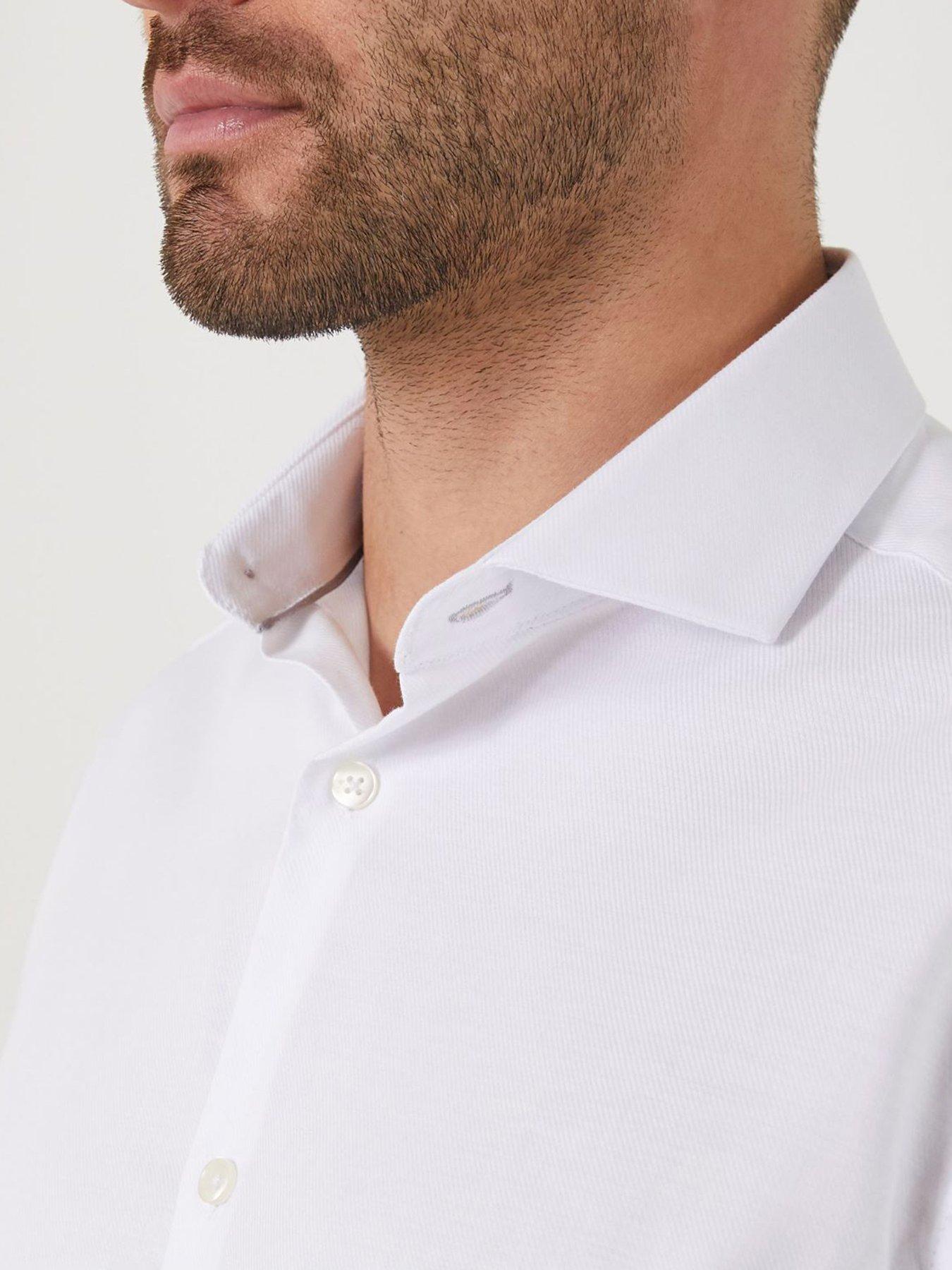 Image 3 of 5 of Skopes Premium Tailored Fit Dobby Long Sleeve Shirt - White