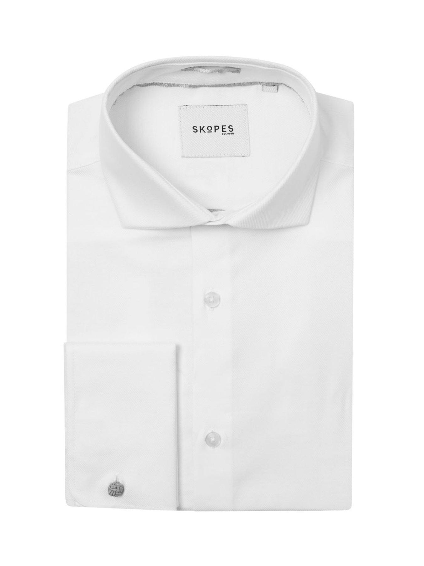 Image 5 of 5 of Skopes Premium Tailored Fit Dobby Long Sleeve Shirt - White