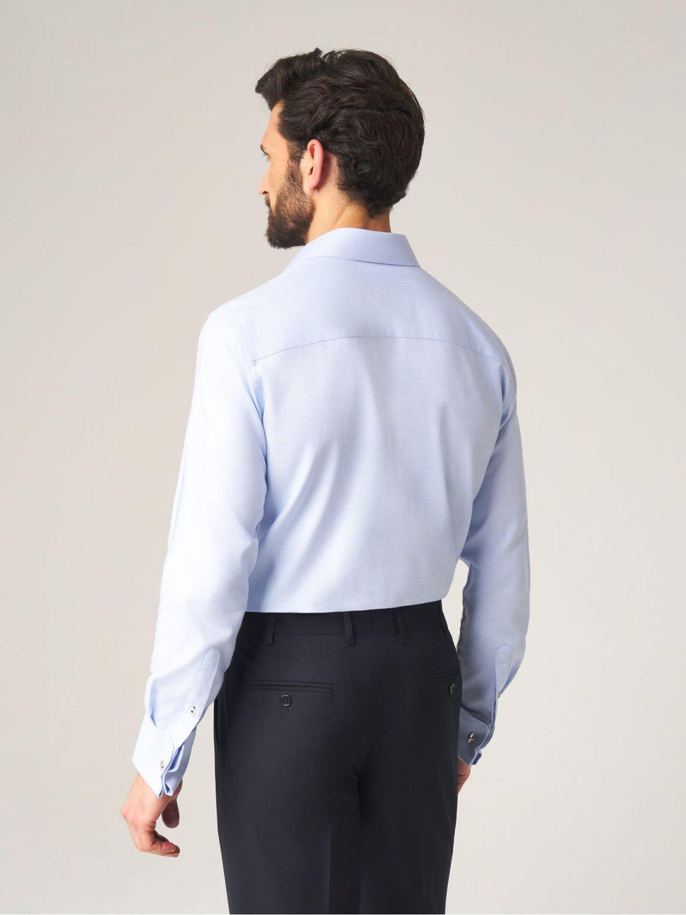 skopes-premium-tailored-fit-dobby-long-sleeve-plain-shirt-bluestillFront