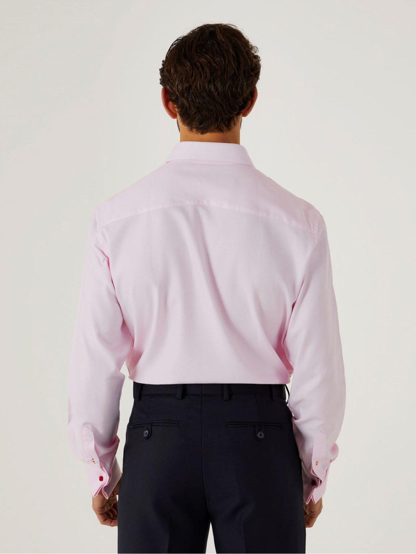 Image 2 of 4 of Skopes Premium Tailored Fit Dobby Long Sleeve Shirt - Pink