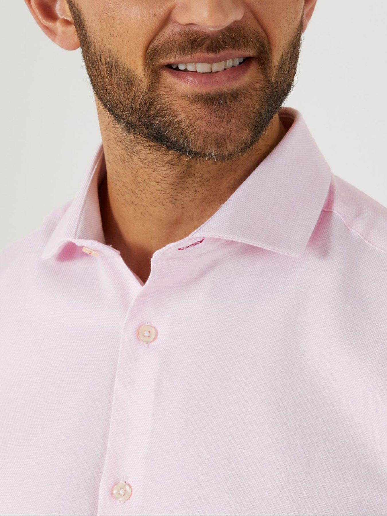 Image 3 of 4 of Skopes Premium Tailored Fit Dobby Long Sleeve Shirt - Pink