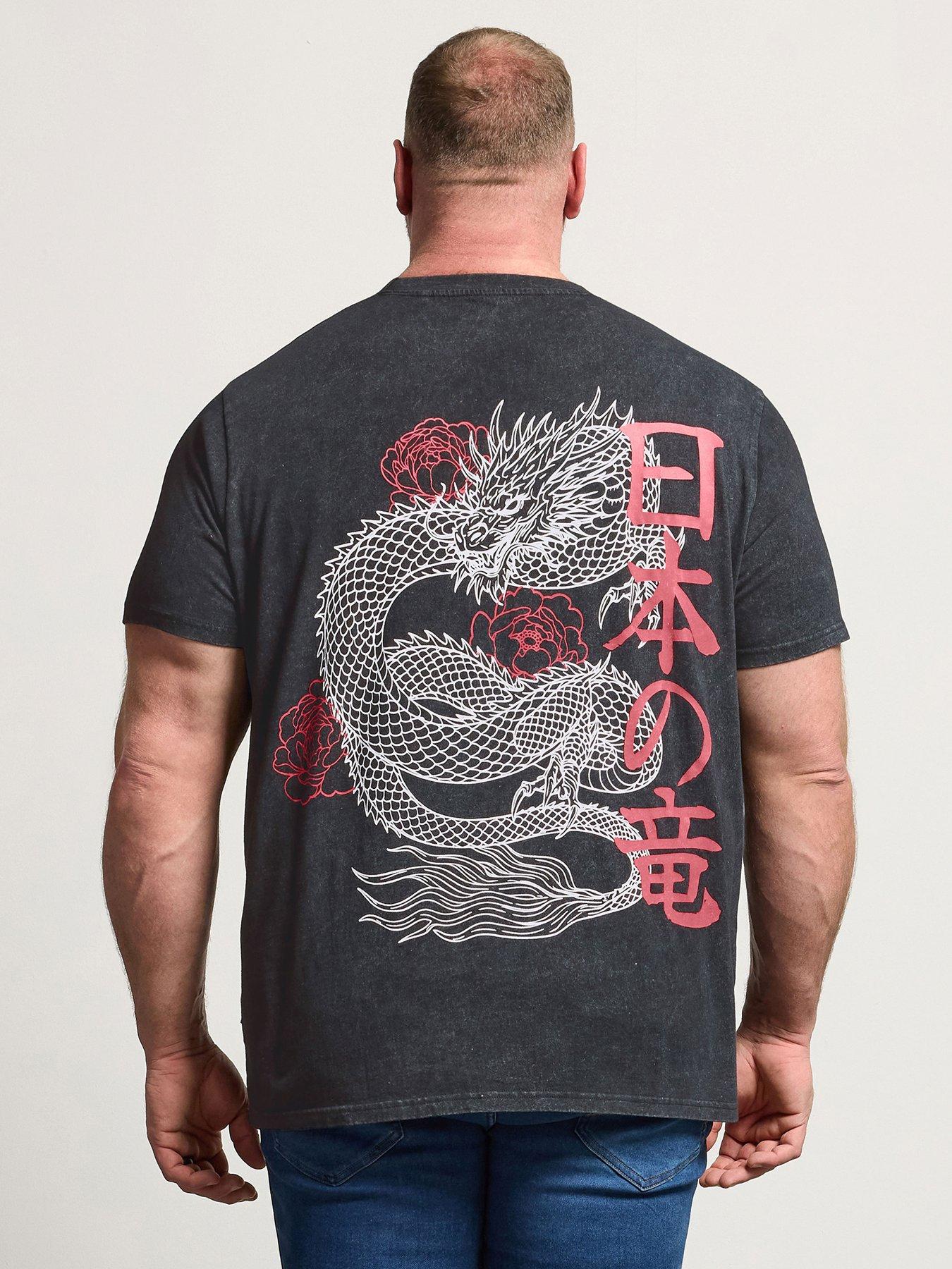 Image 2 of 5 of BadRhino Dragon Acid Wash T-Shirt - Grey