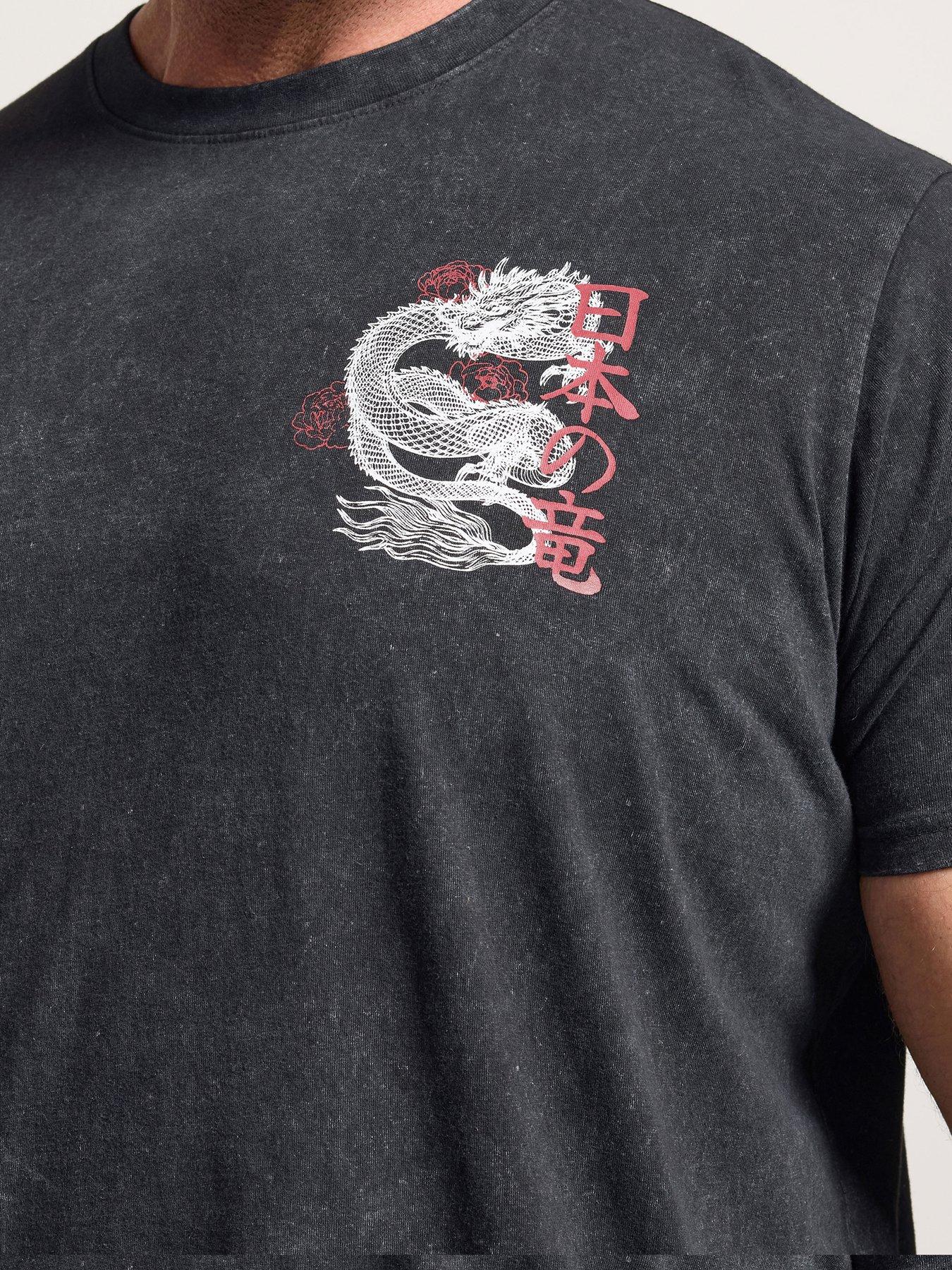 Image 4 of 5 of BadRhino Dragon Acid Wash T-Shirt - Grey
